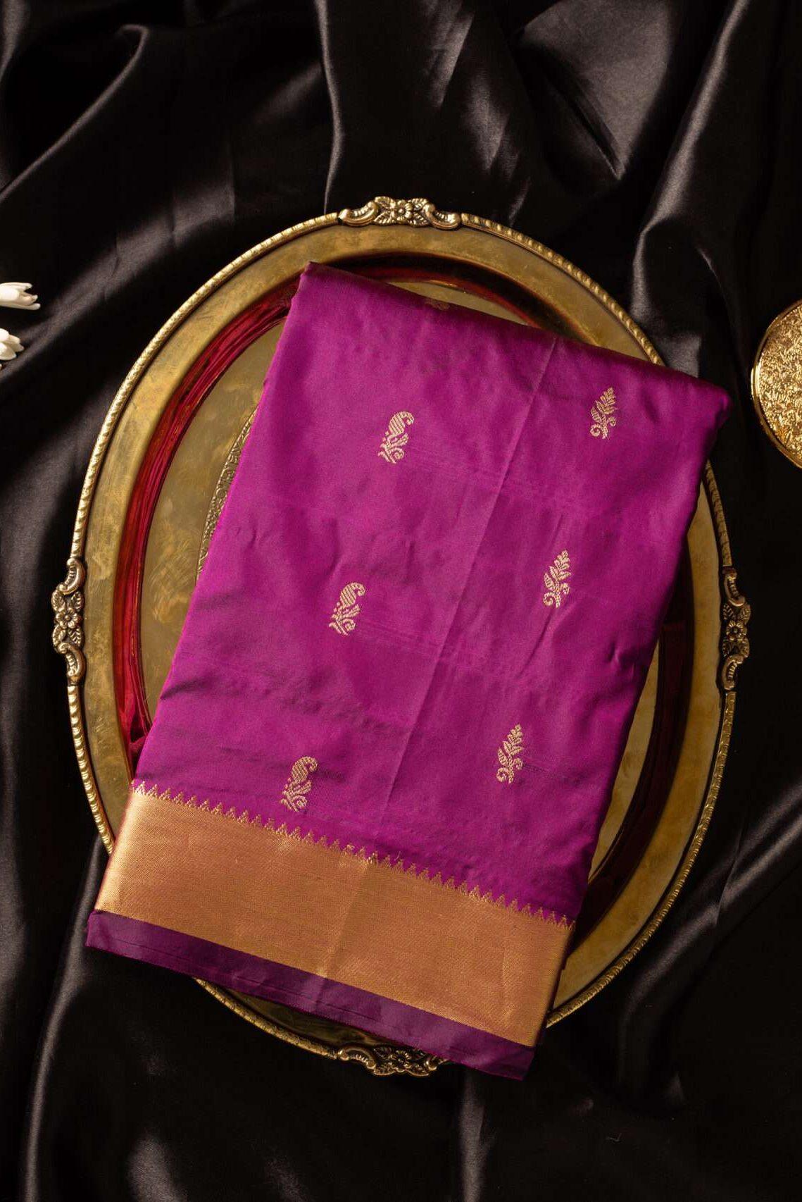 Wine Arni Silk Saree with Self Border: Timeless Elegance - New Sudarshan Silks`