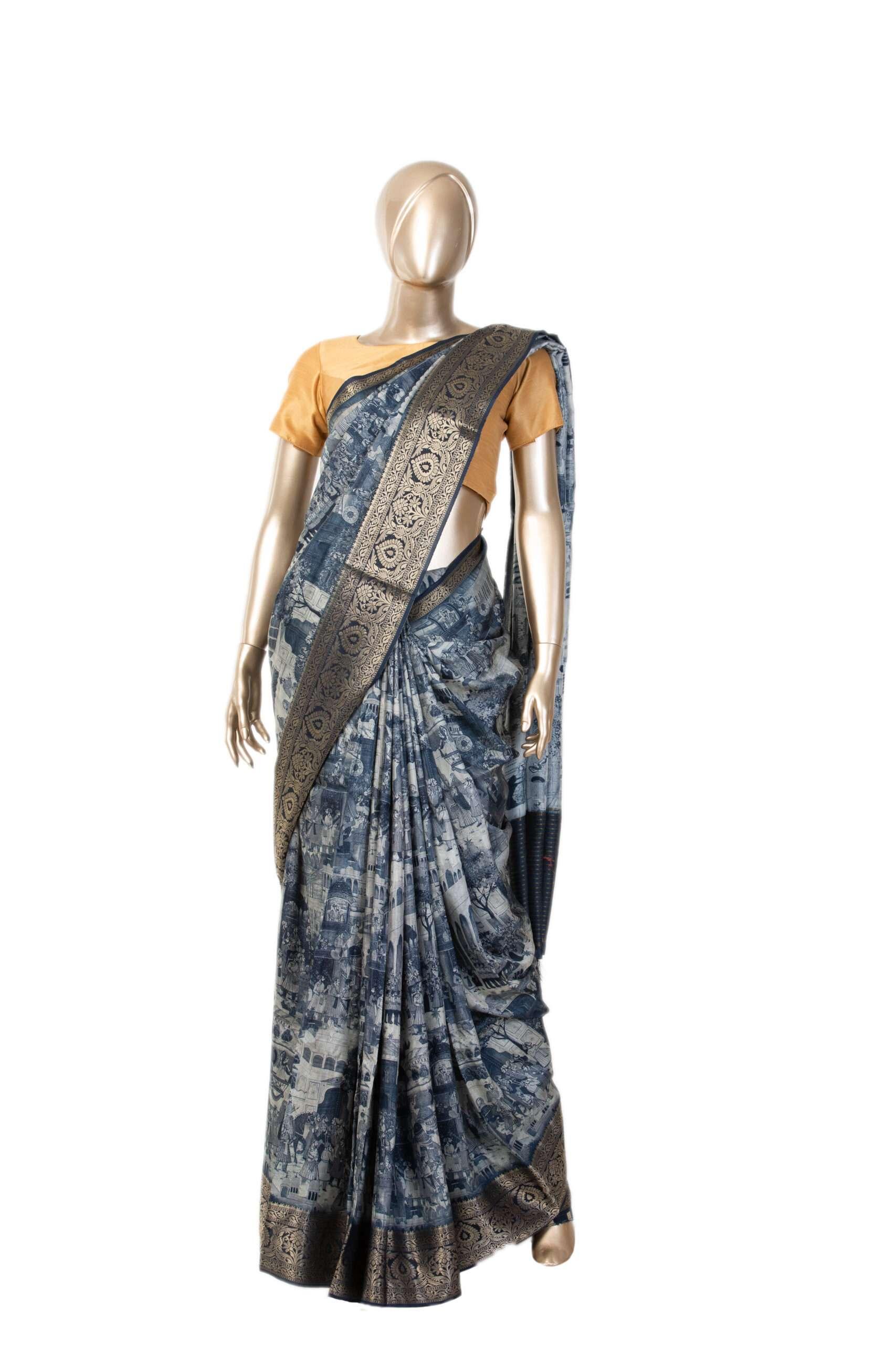 Ancient Print Kalamkari Silk Fancy Saree - Elegance in Timeless Heritage Patterns - New Sudarshan Silks`