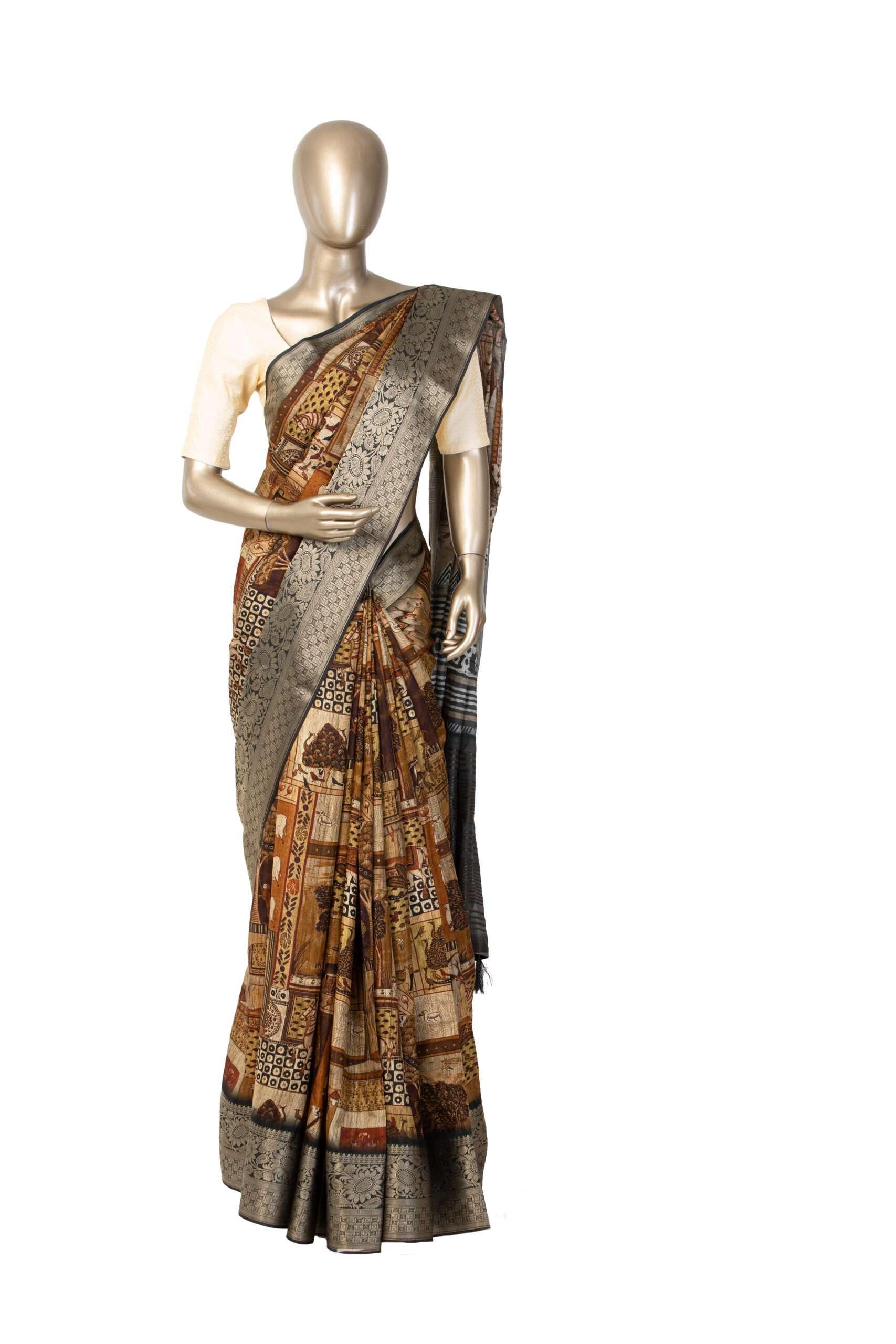 Ancient Print Kalamkari Silk Fancy Saree - Explore Timeless - New Sudarshan Silks`