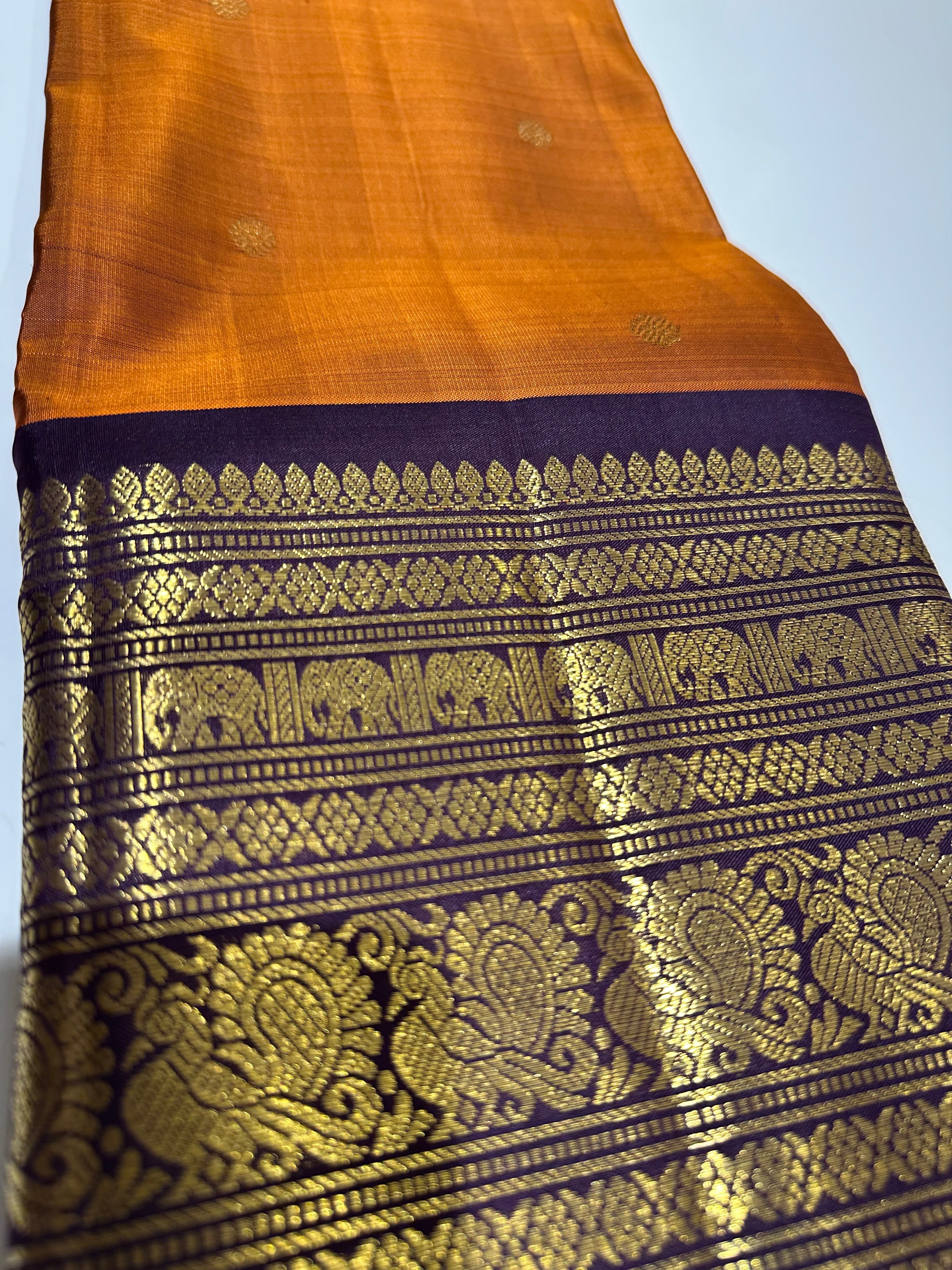 Rust Orange Kanjivaram Silk Saree – Shop Online