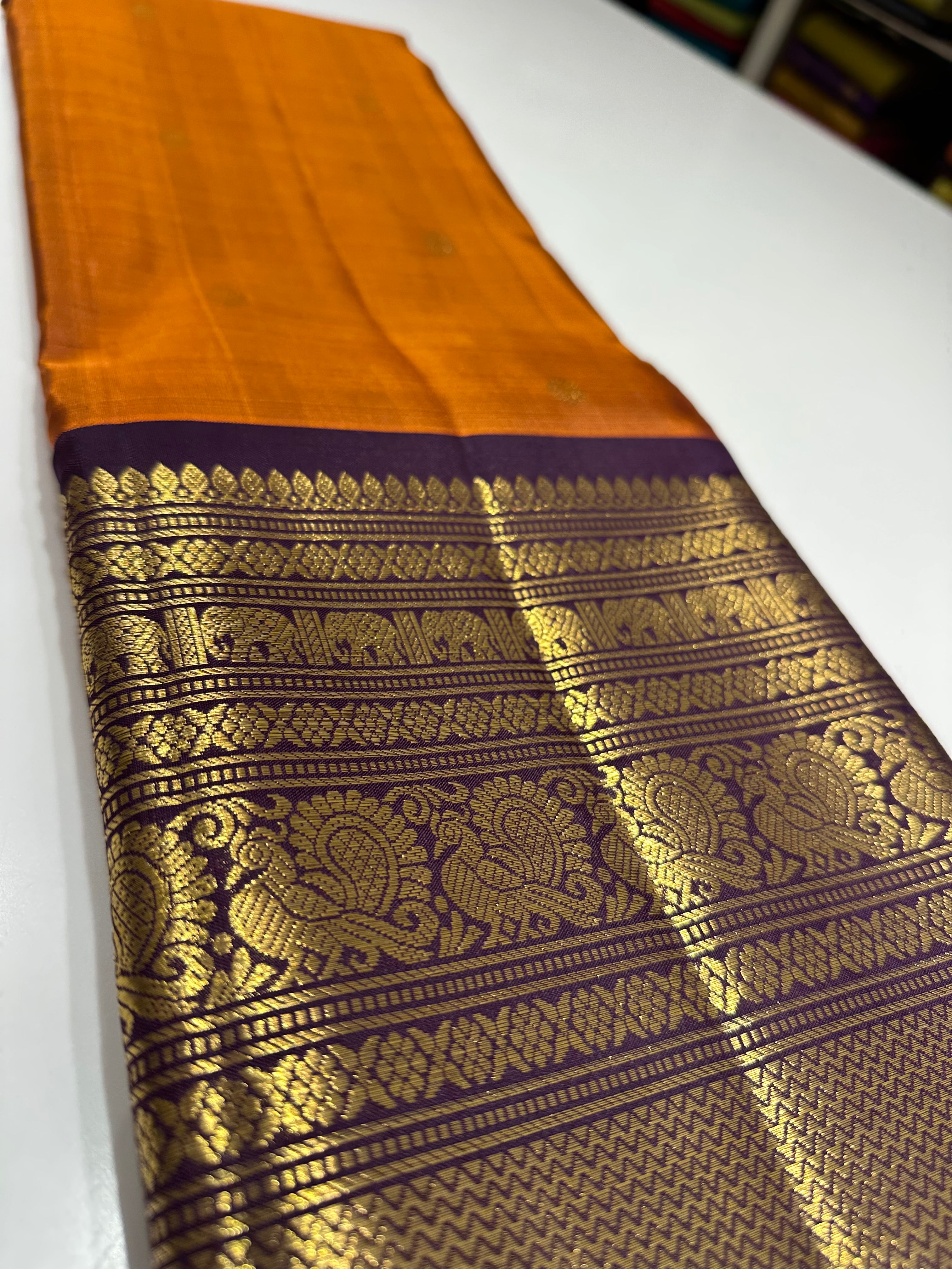 Rust Orange Kanjivaram Silk Saree – Shop Online