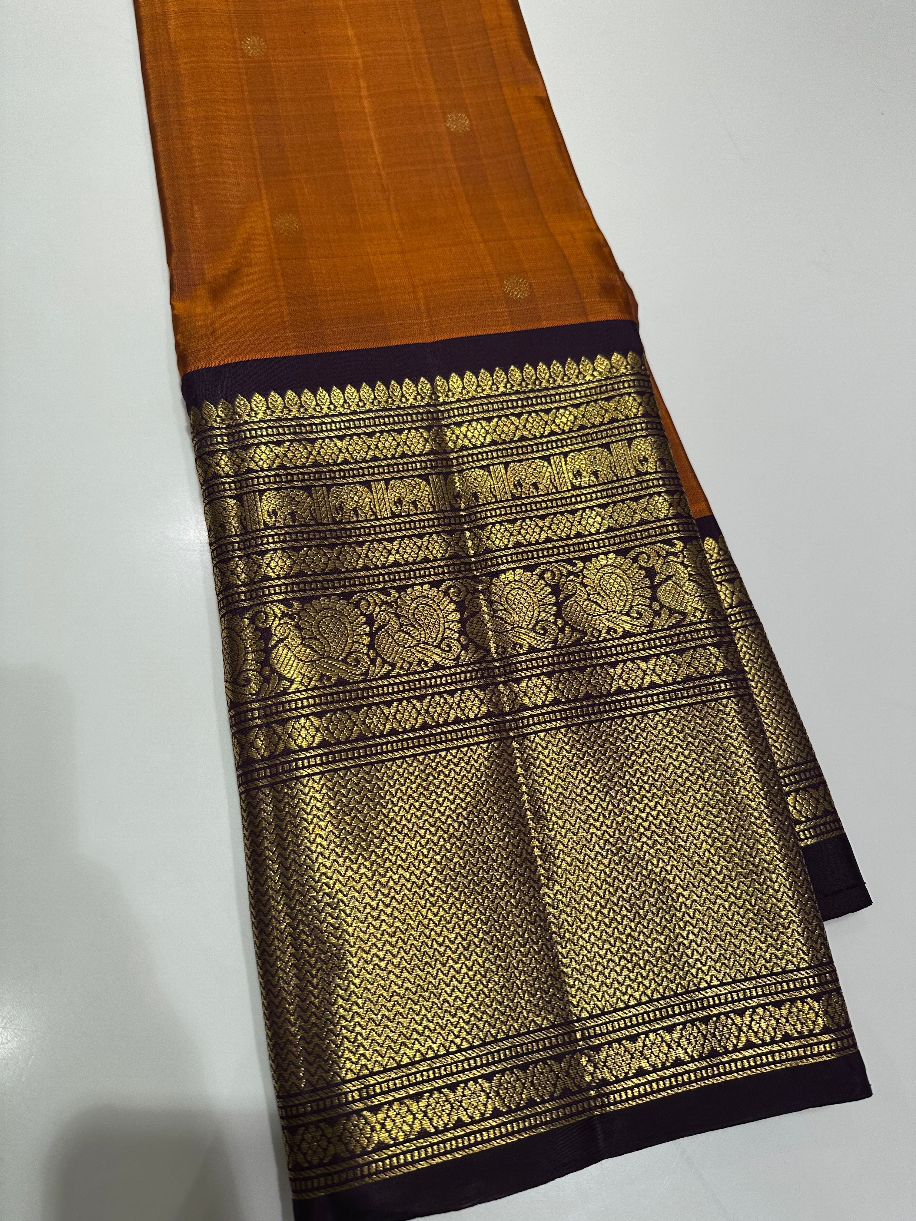 Rust Orange Kanjivaram Silk Saree – Shop Online