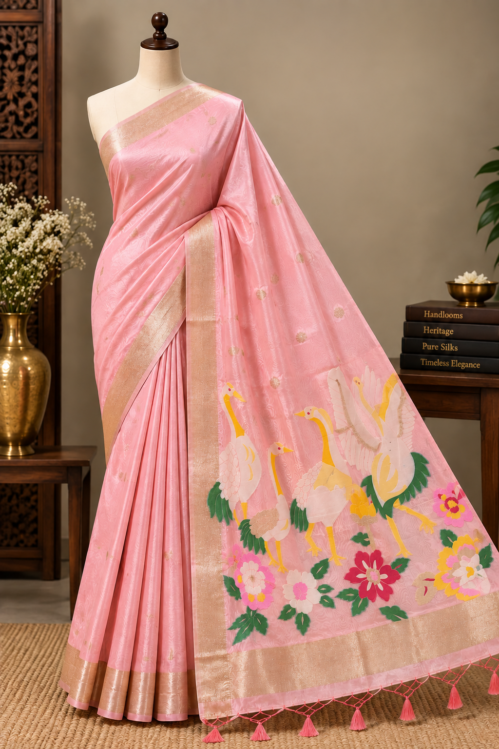 Pale Pink Colour Semi Paithani Silk Saree