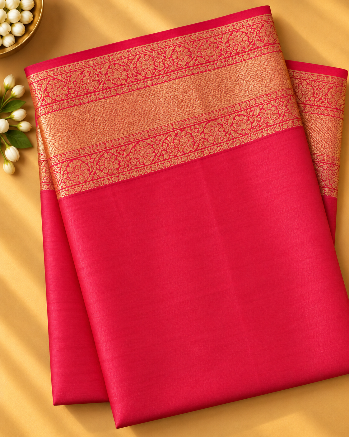 Beige Colour Checked Semi Silk Saree with Pink Contrast