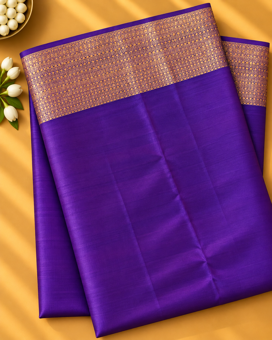 ಬಹುಬಣ್ಣದ ಚೆಕ್‌ಗಳು ಮತ್ತು ನೇರಳೆ ಚಿನ್ನದ ಜರಿ ಅಂಚು ಹೊಂದಿರುವ ಶುದ್ಧ ಕಾಂಜೀವರಂ ರೇಷ್ಮೆ ಸೀರೆ
