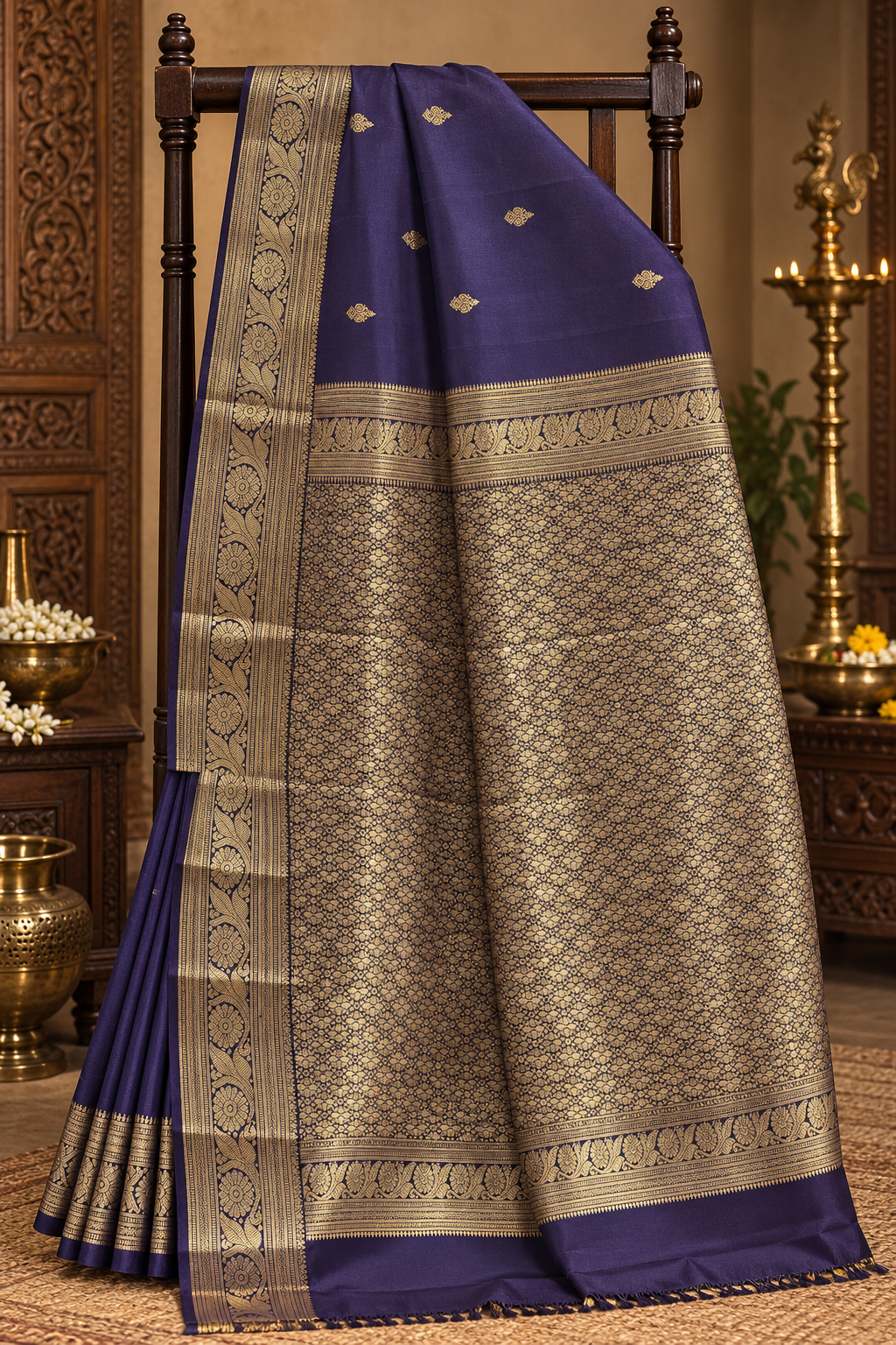 Purple colour Pure Kanjivaram Silk Saree