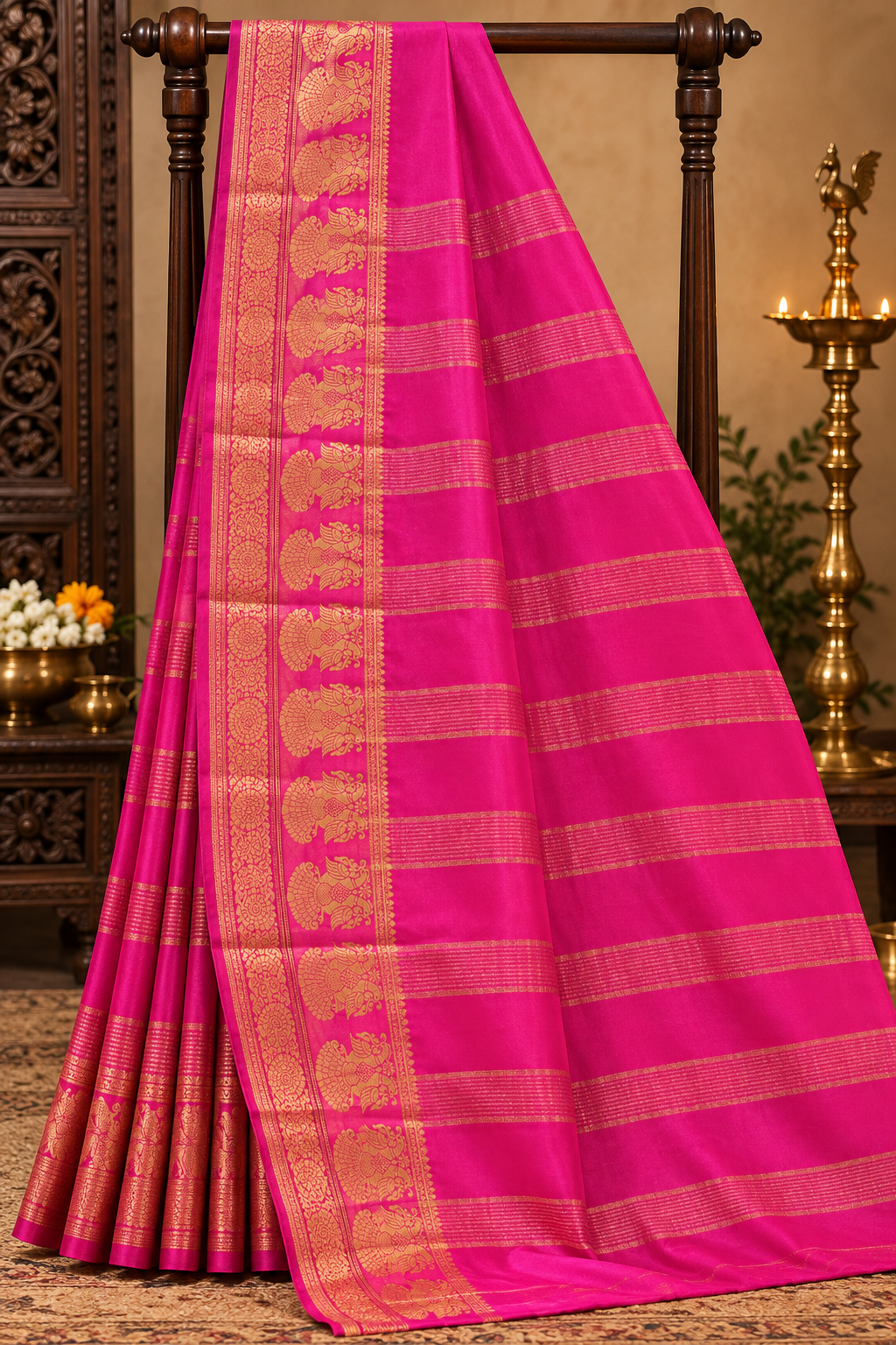 Pink colour Semi Crepe Silk Saree