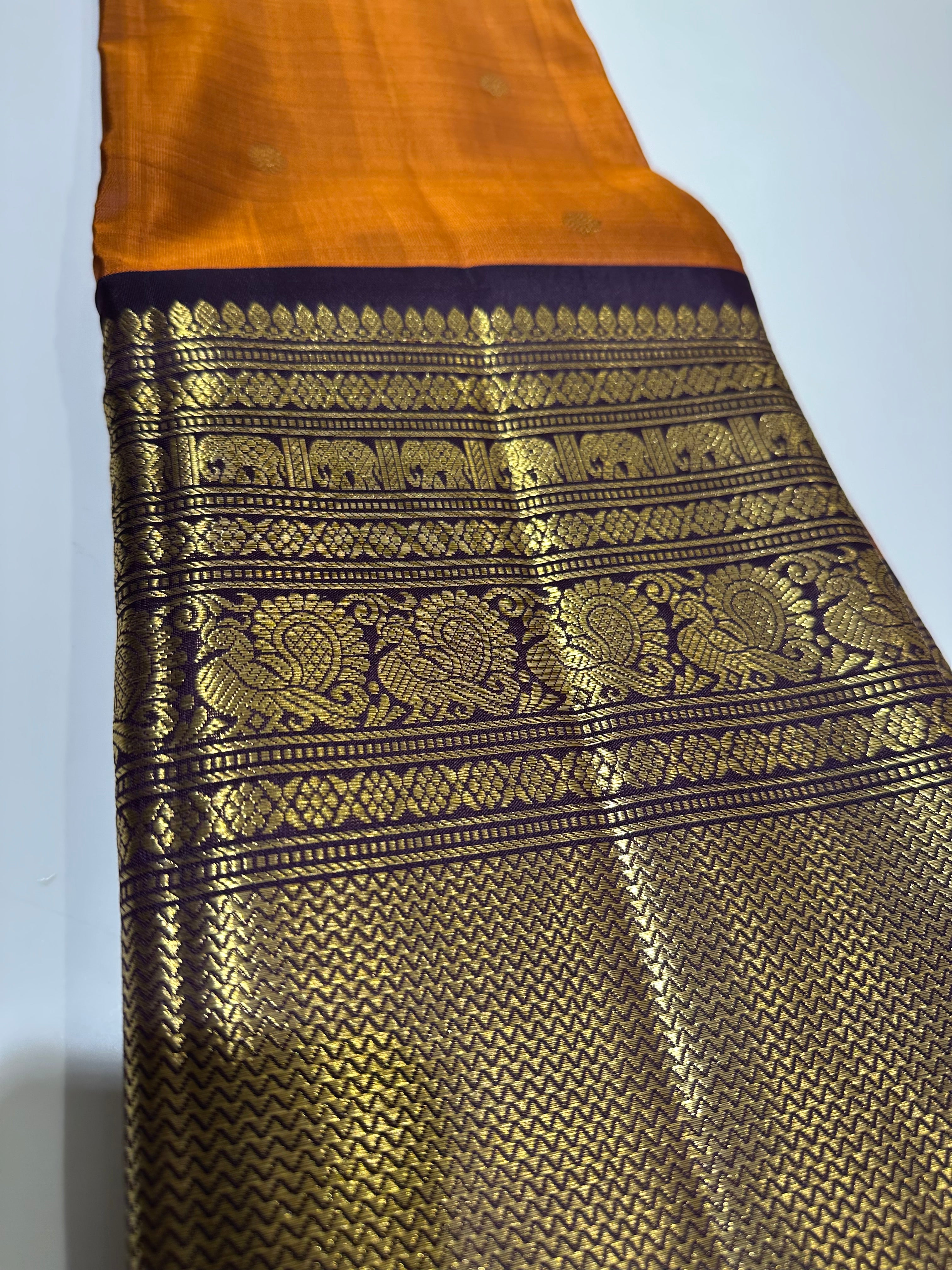 Rust Orange Kanjivaram Silk Saree – Shop Online