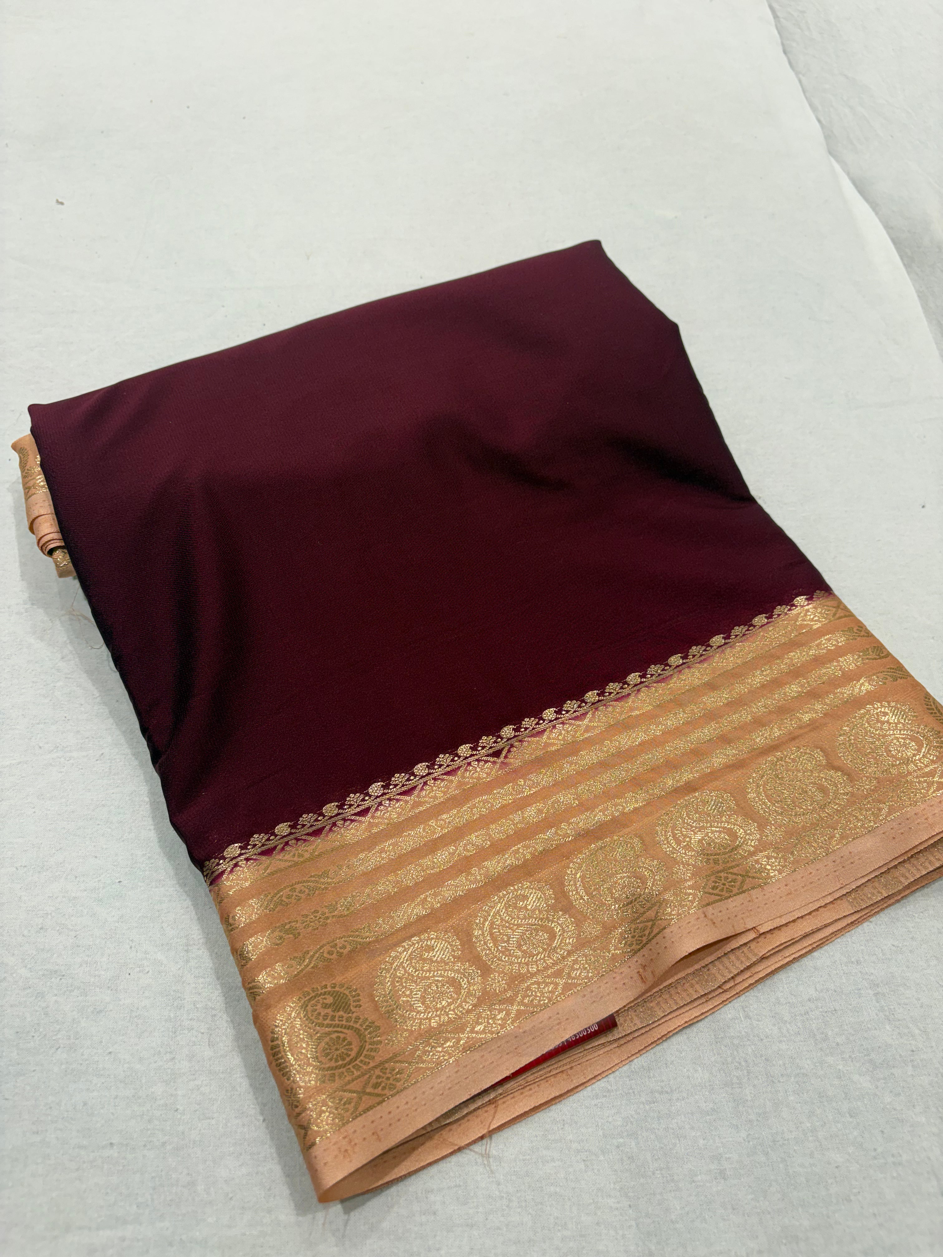 Marron Semi Mysore Silk saree