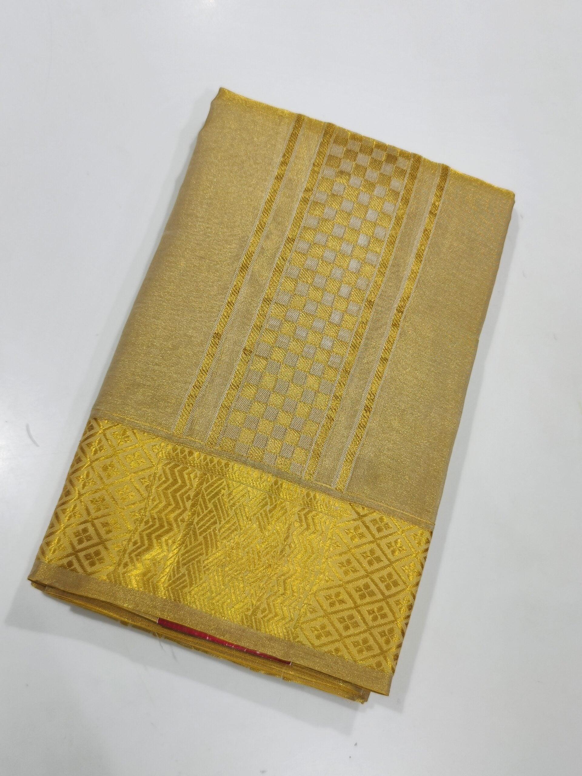 Golden Pure Silk Dhoti - Wedding Collection - New Sudarshan Silks`