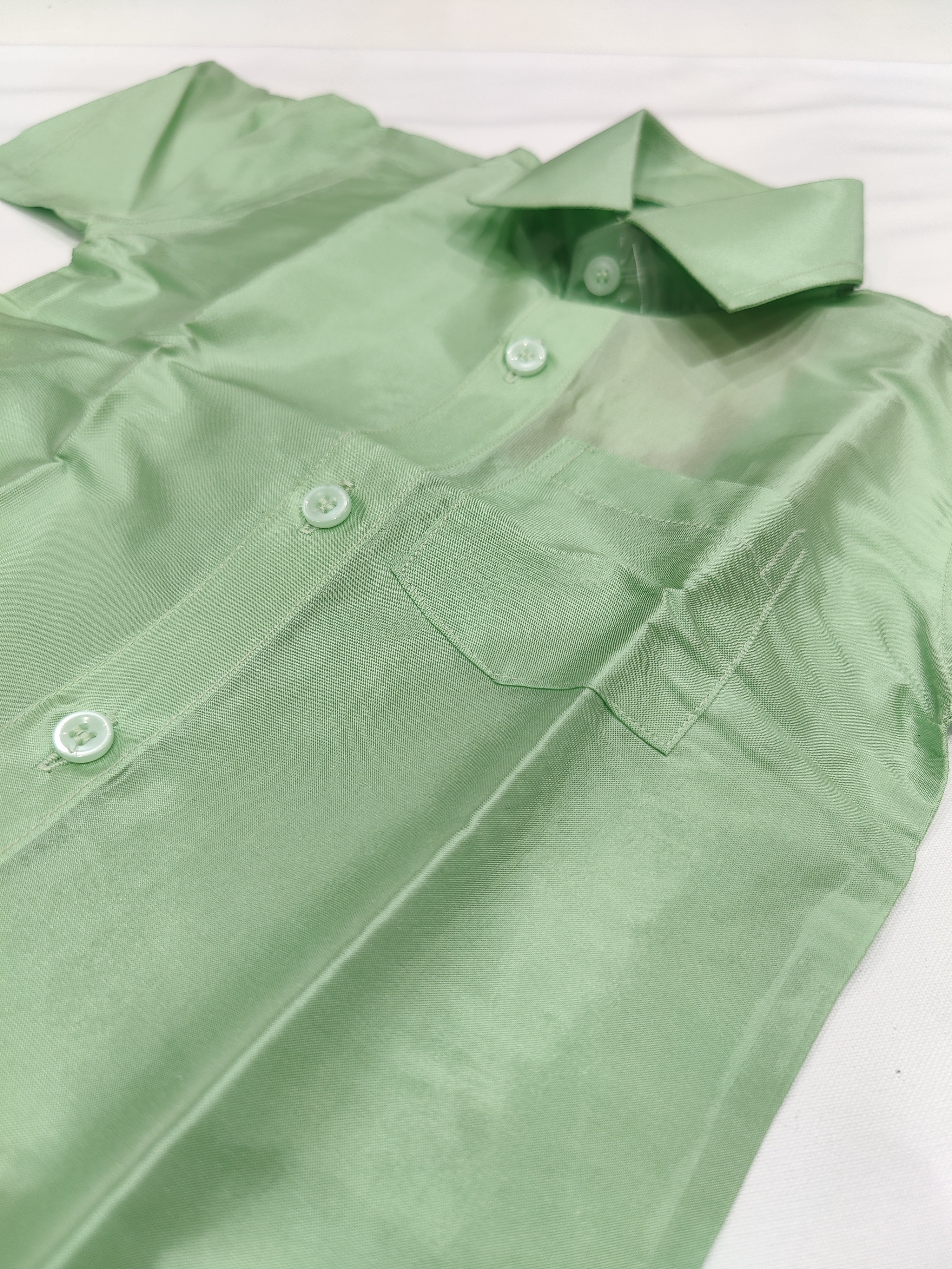 Pista Green Tissue Pancha Shirts - Traditional Elegance for Little Boys