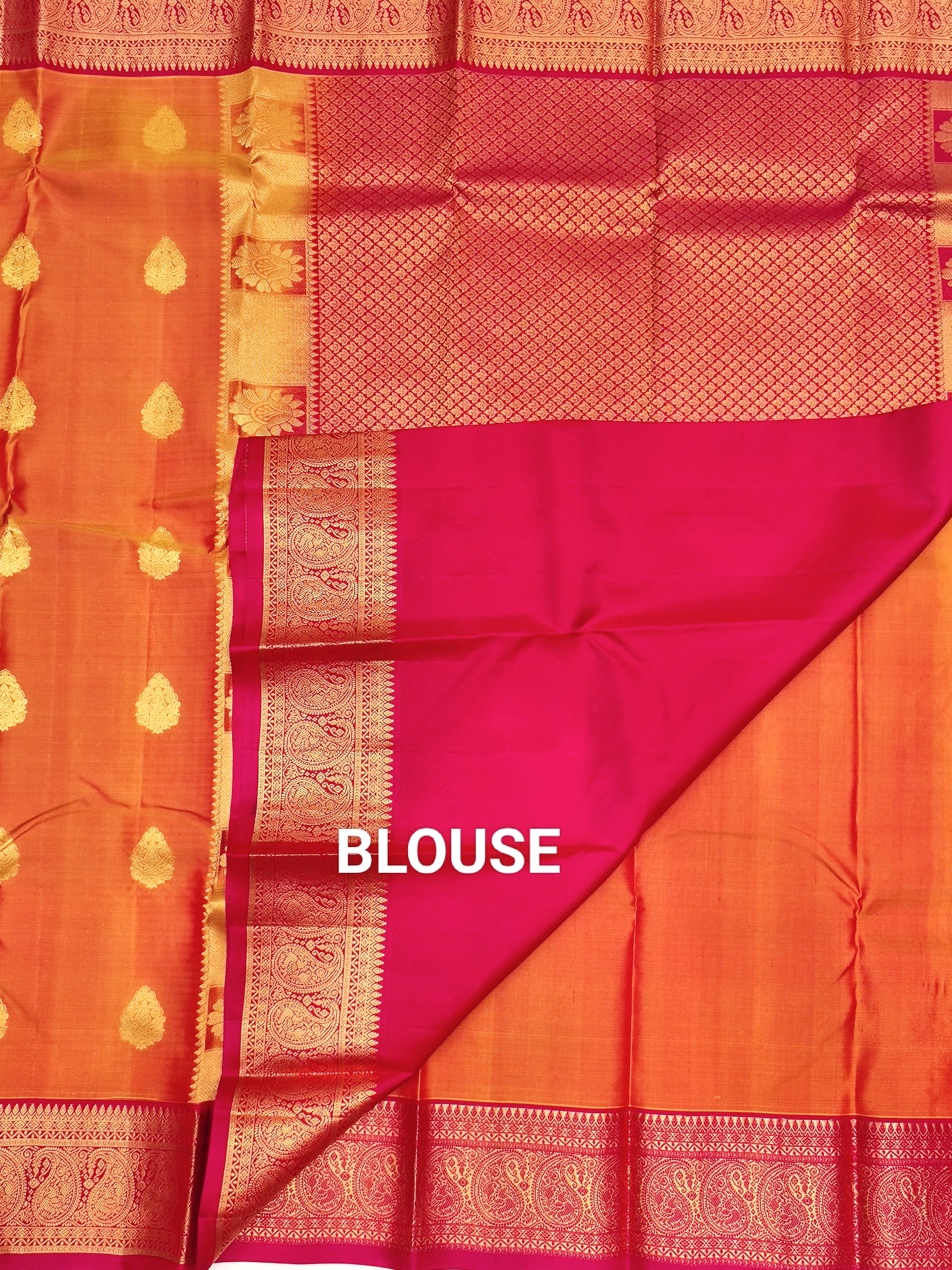 Mustard Kanjivaram Silk  with Pink Border Saree- Elegant New Arrival