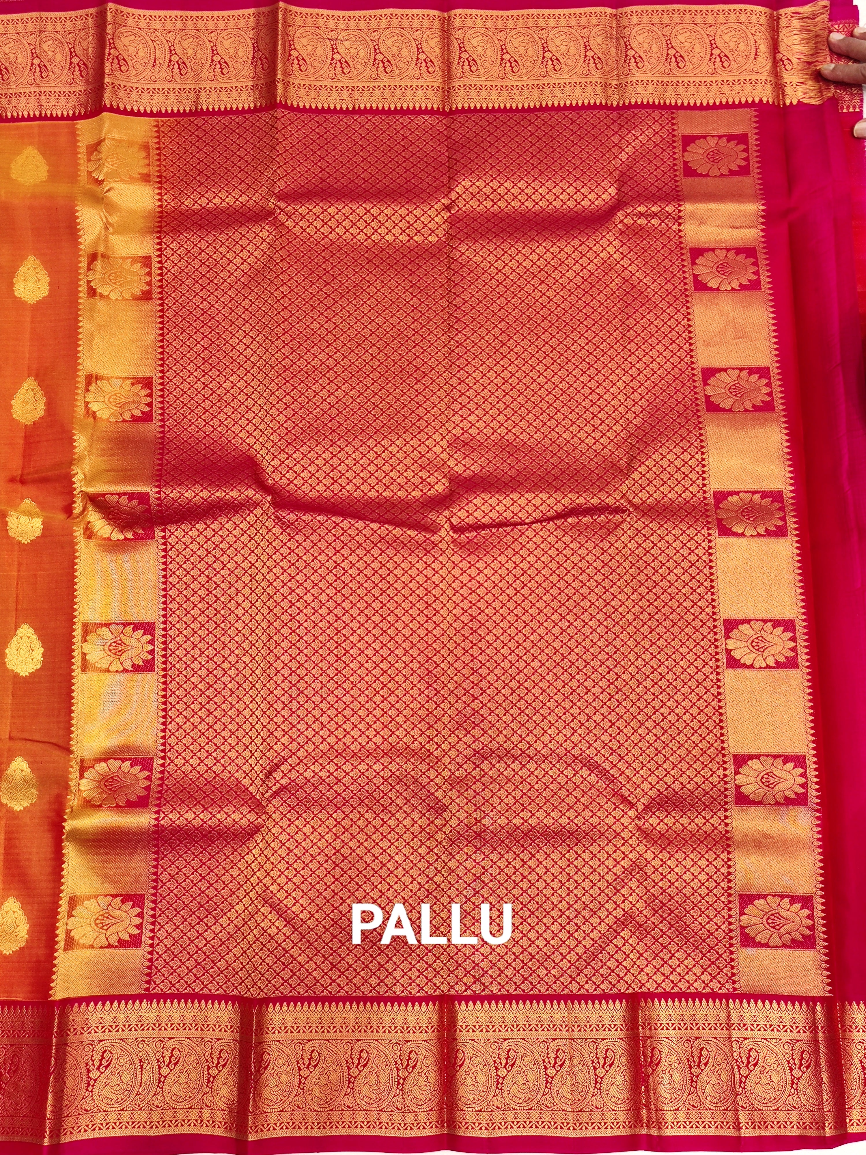 Mustard Kanjivaram Silk  with Pink Border Saree- Elegant New Arrival