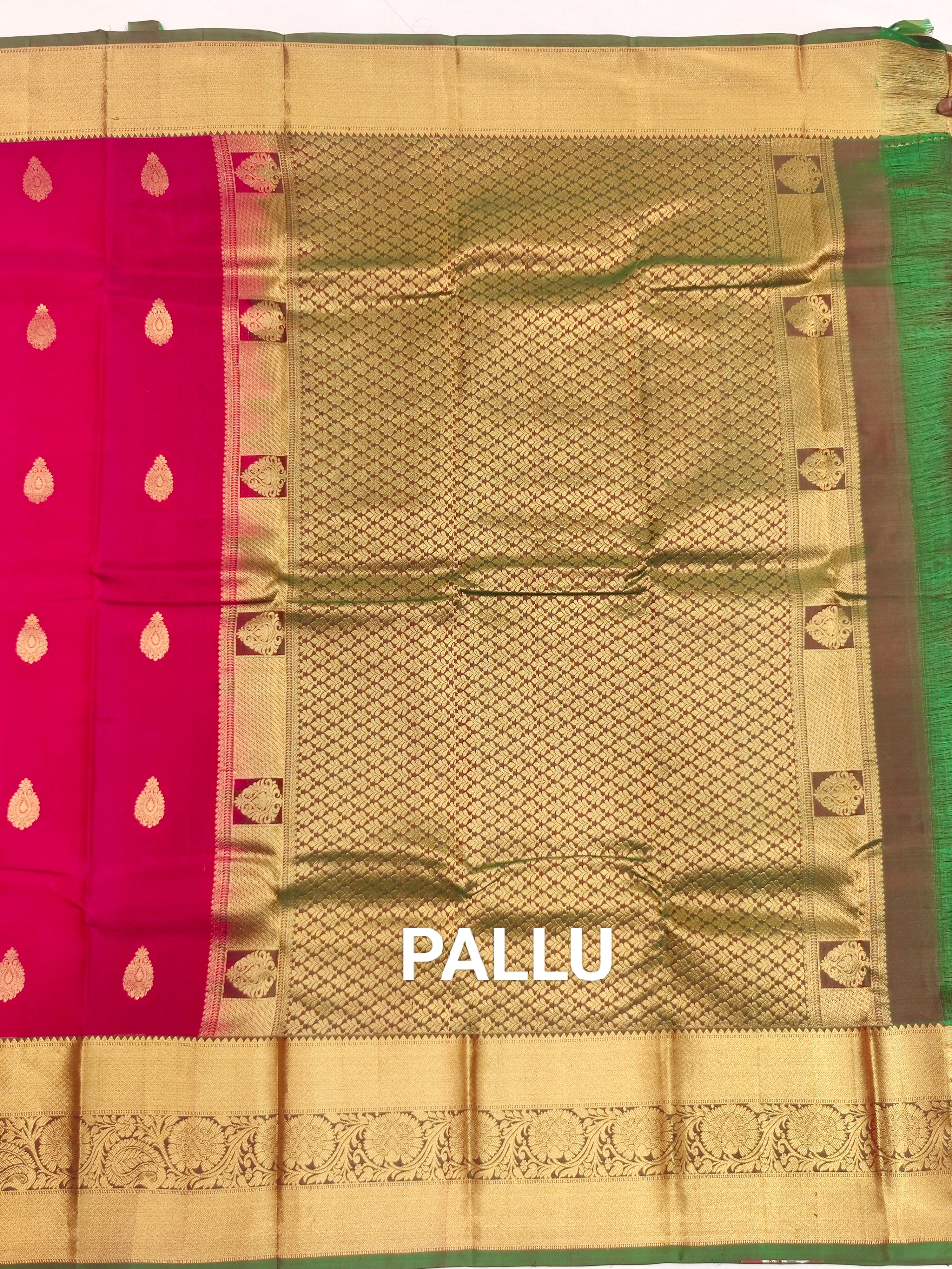 Pink Kanjivaram Silk Saree with Green Border - Elegant New Arrival