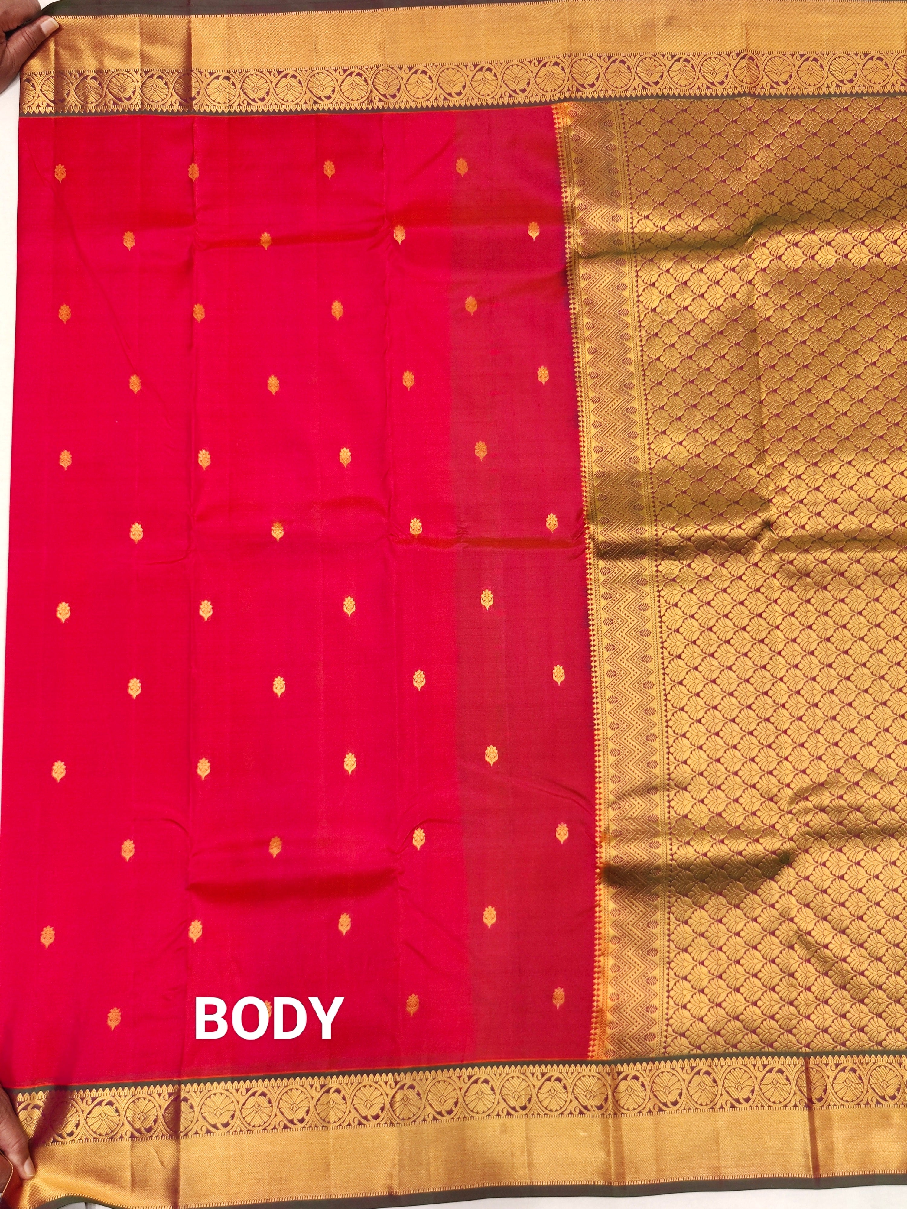 Pinkish Kanjivaram Silk Saree with Green Border - Elegant New Arrival