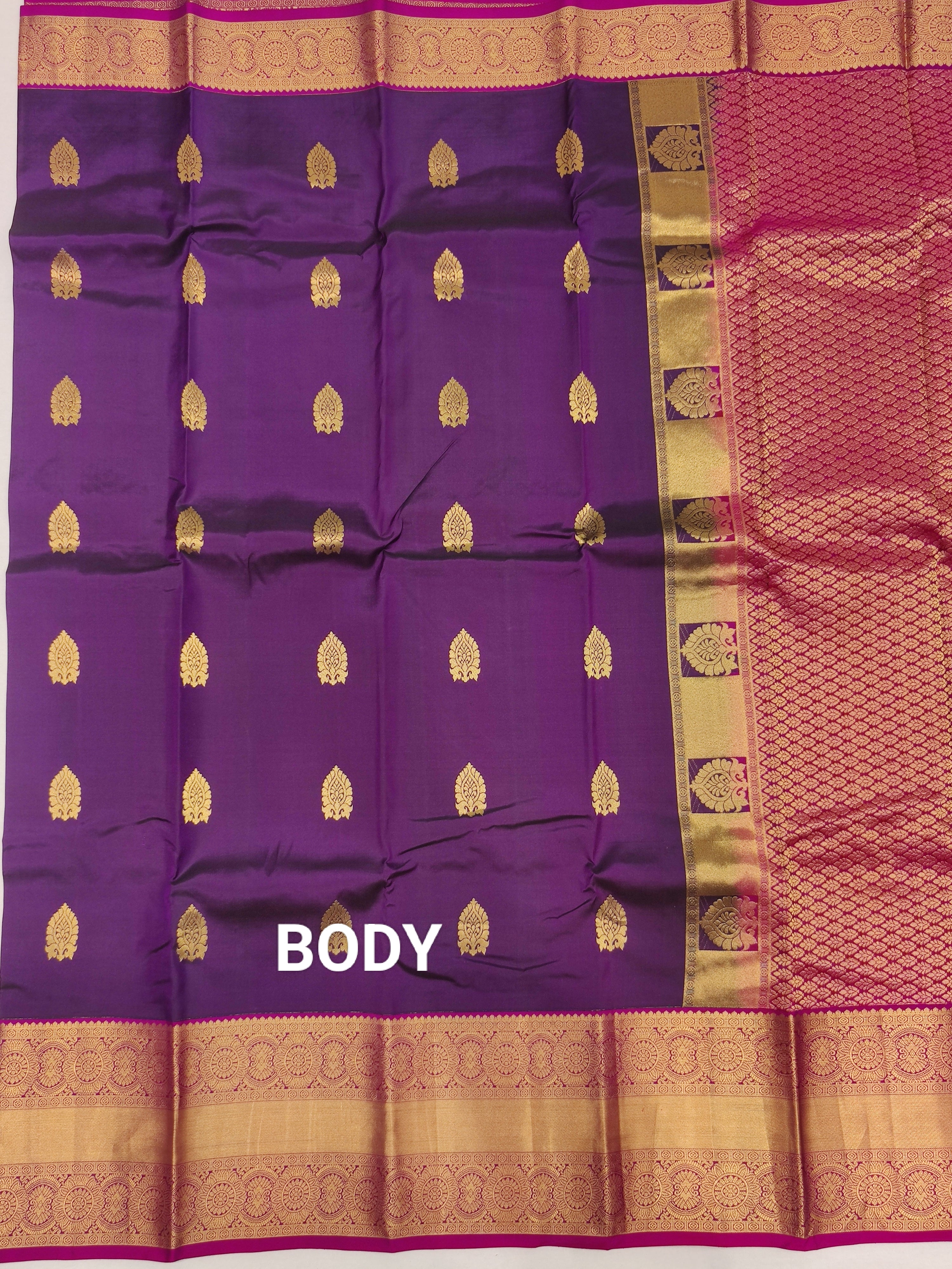 Wine Kanjivaram Silk Saree with Pink Border - Elegant New Arrival