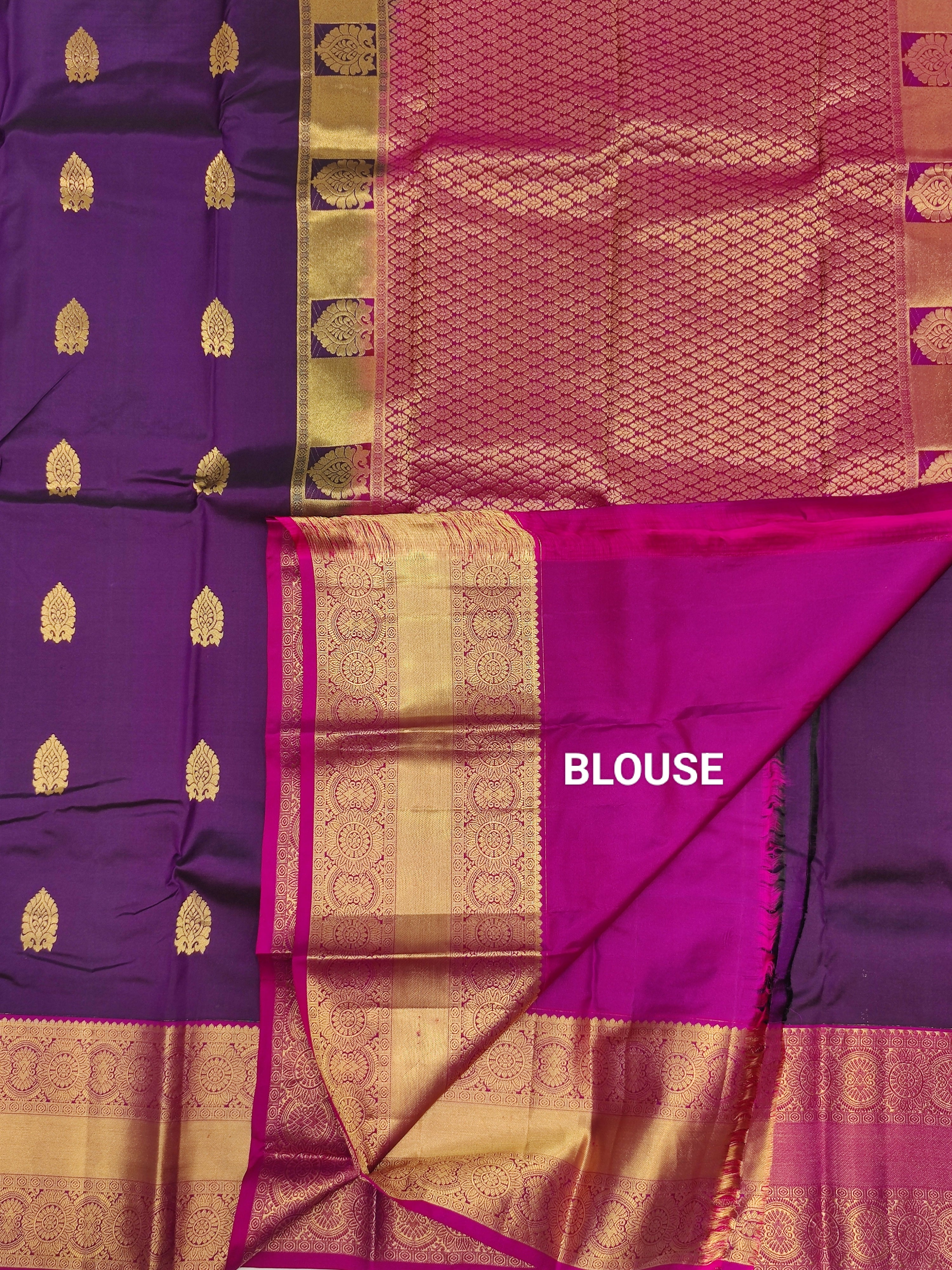 Wine Kanjivaram Silk Saree with Pink Border - Elegant New Arrival