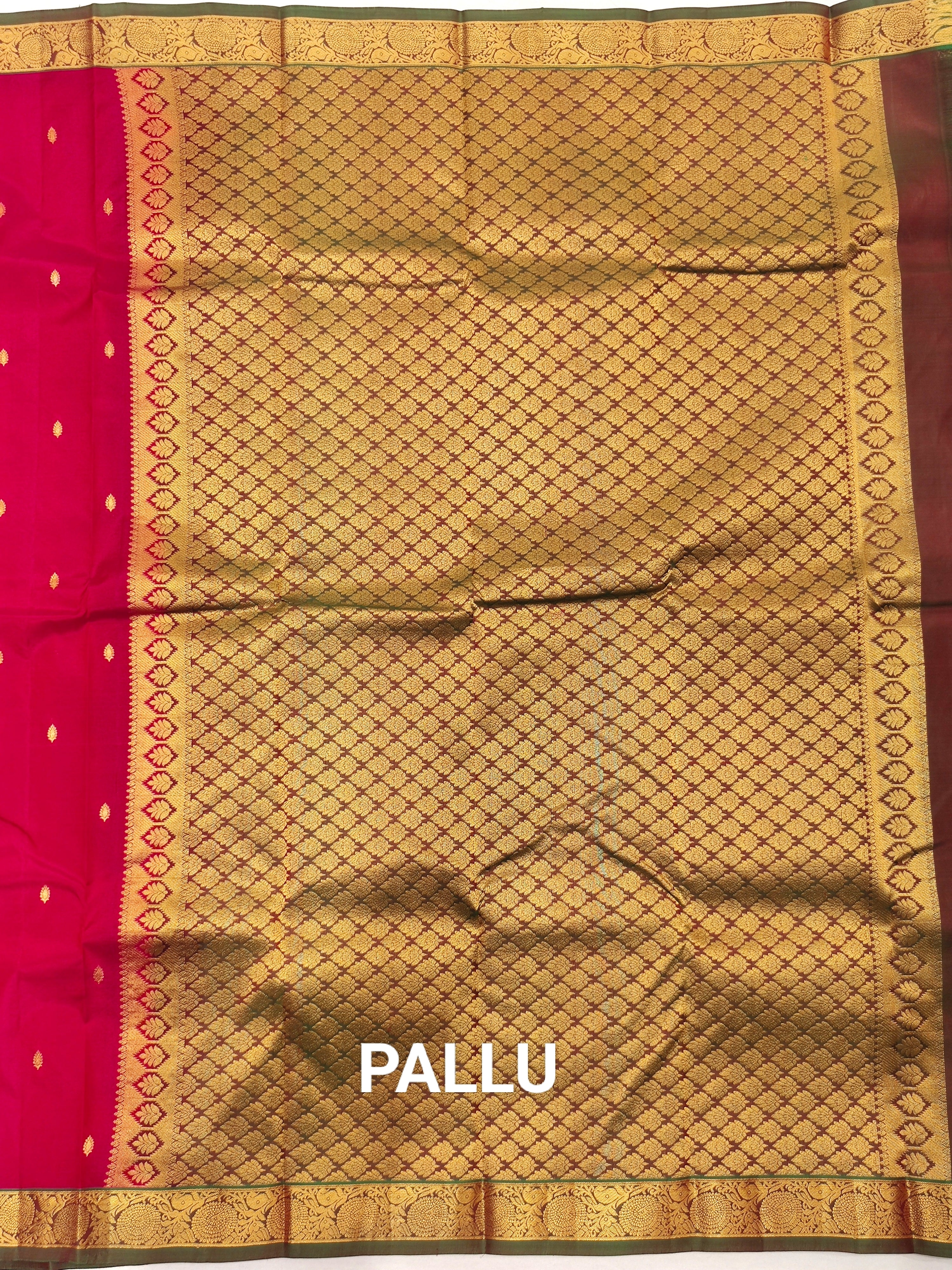 Red Kanjivaram Silk Saree with Green Border - Classic New Arrival