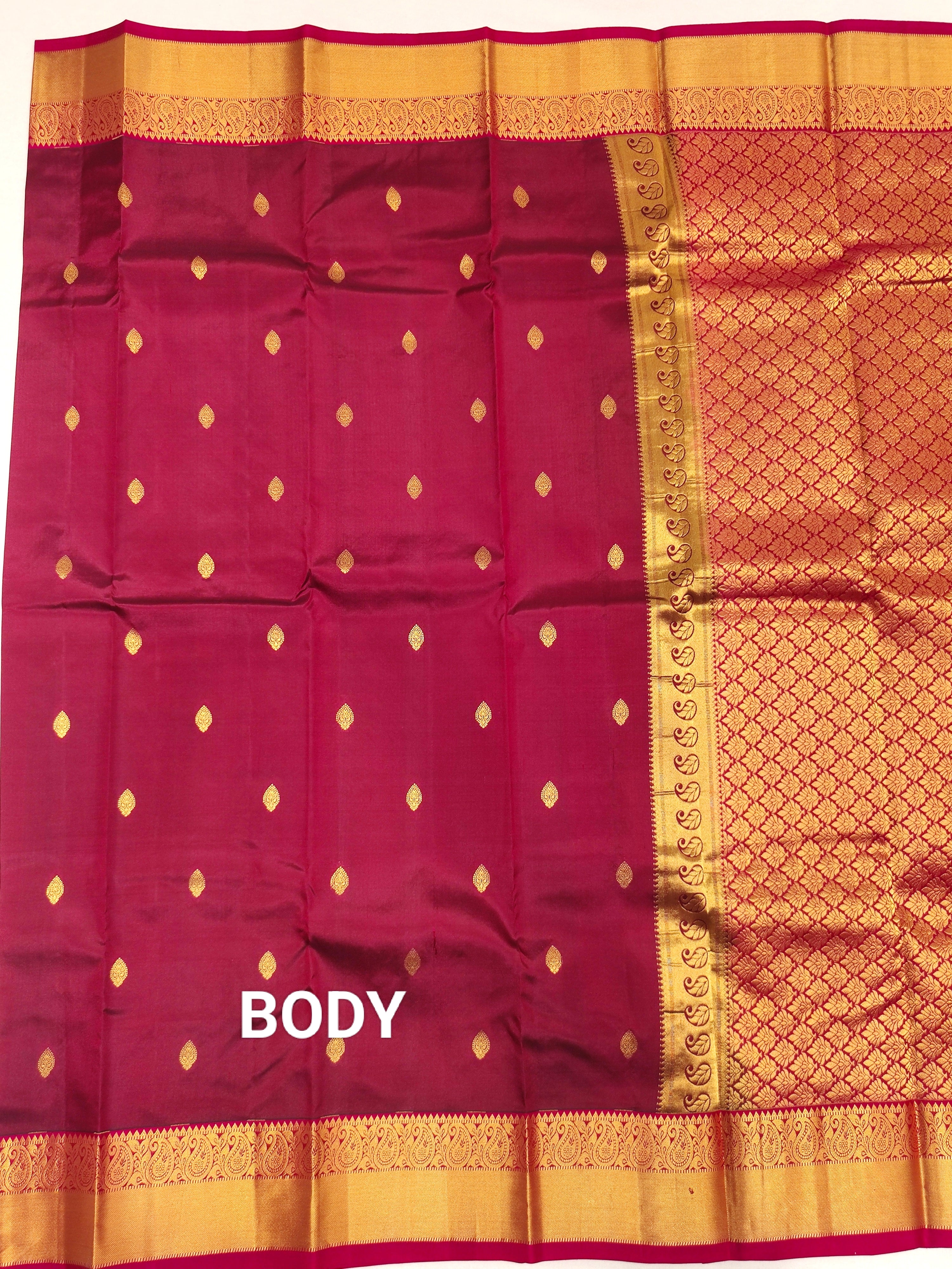 Maroon Kanjivaram Silk Saree with Pink Border - Elegant New Arrival