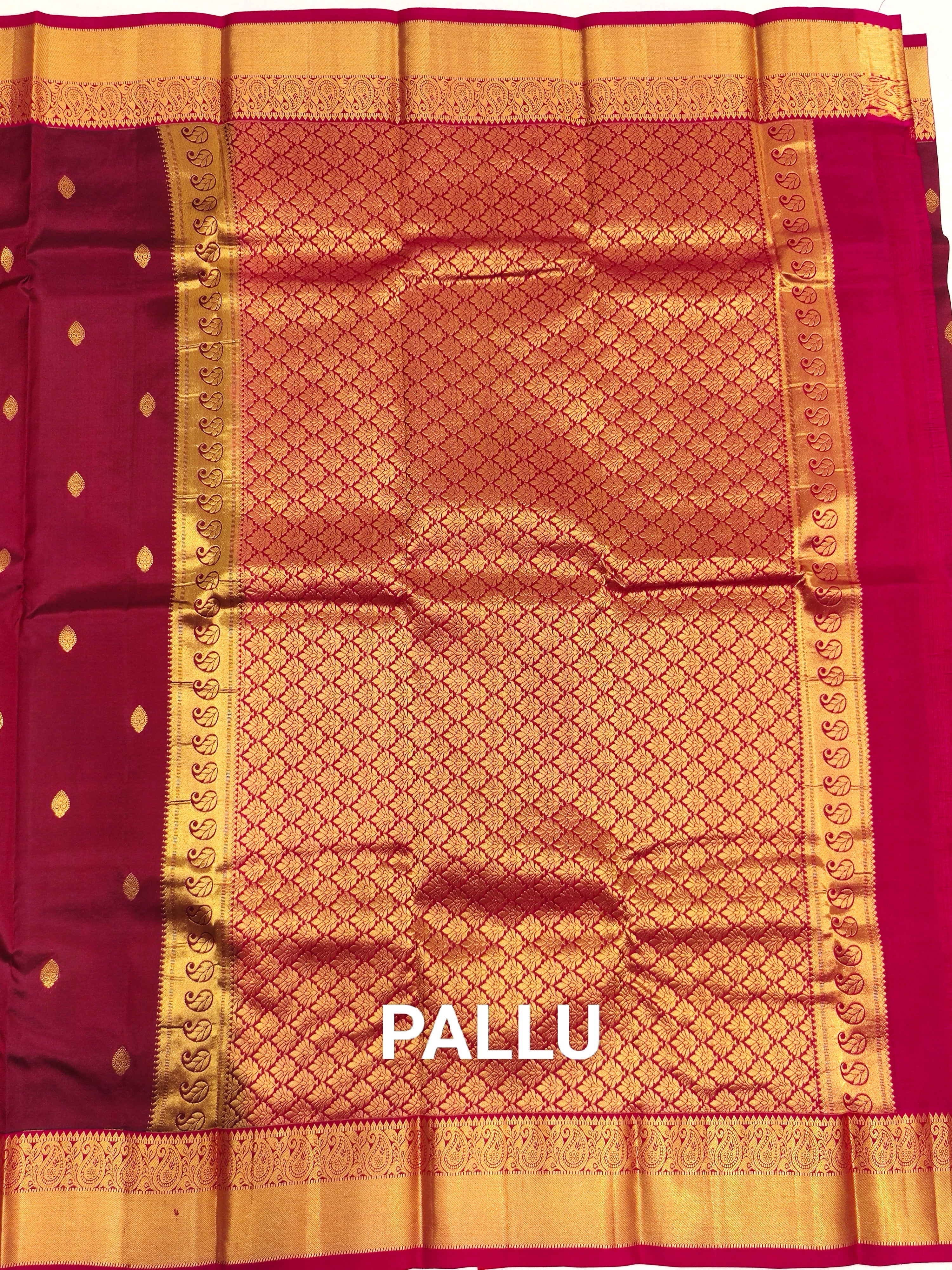 Maroon Kanjivaram Silk Saree with Pink Border - Elegant New Arrival