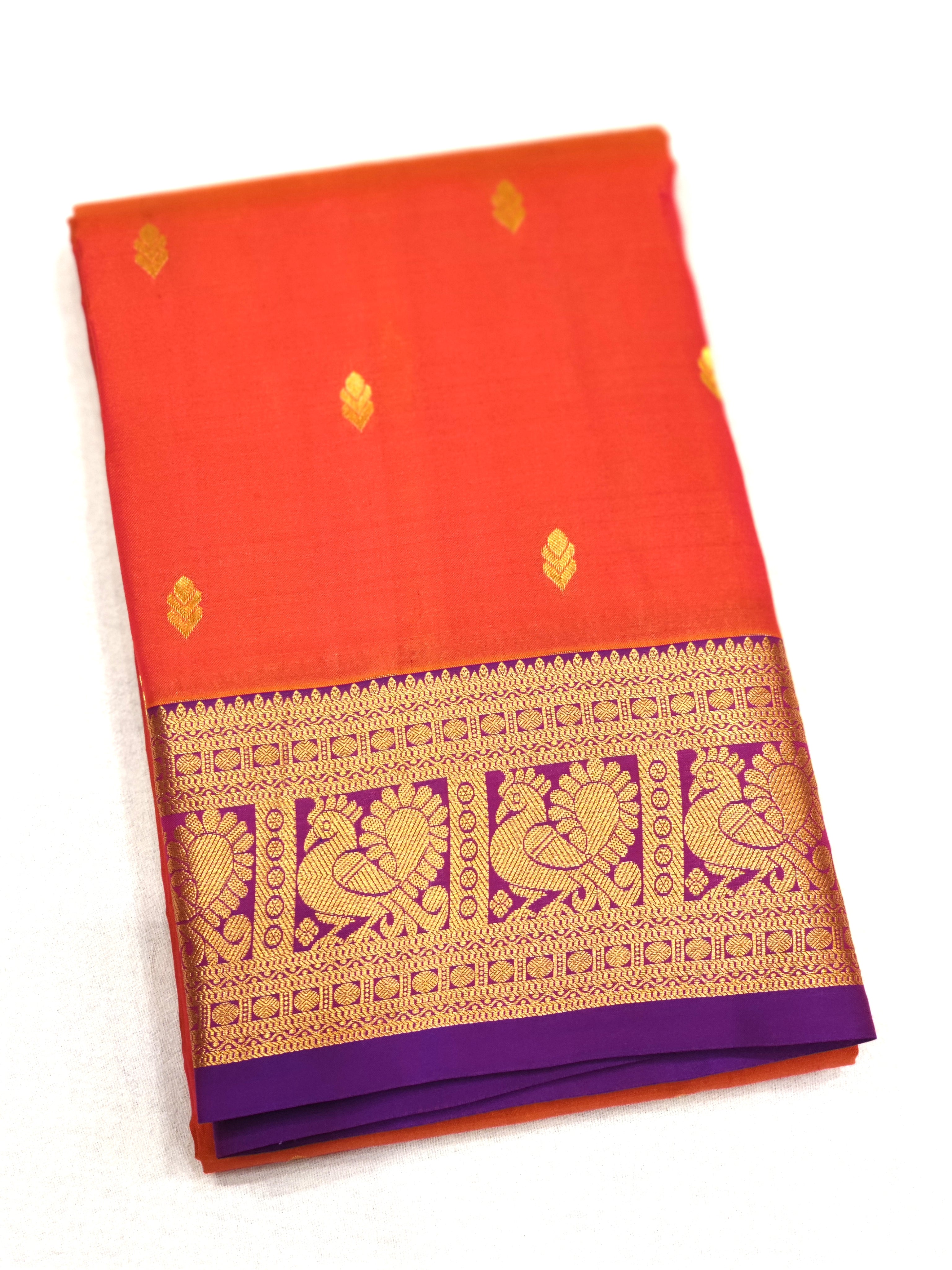 Pinkish Kanjivaram Silk Saree with majenta Border - Elegant New Arrival