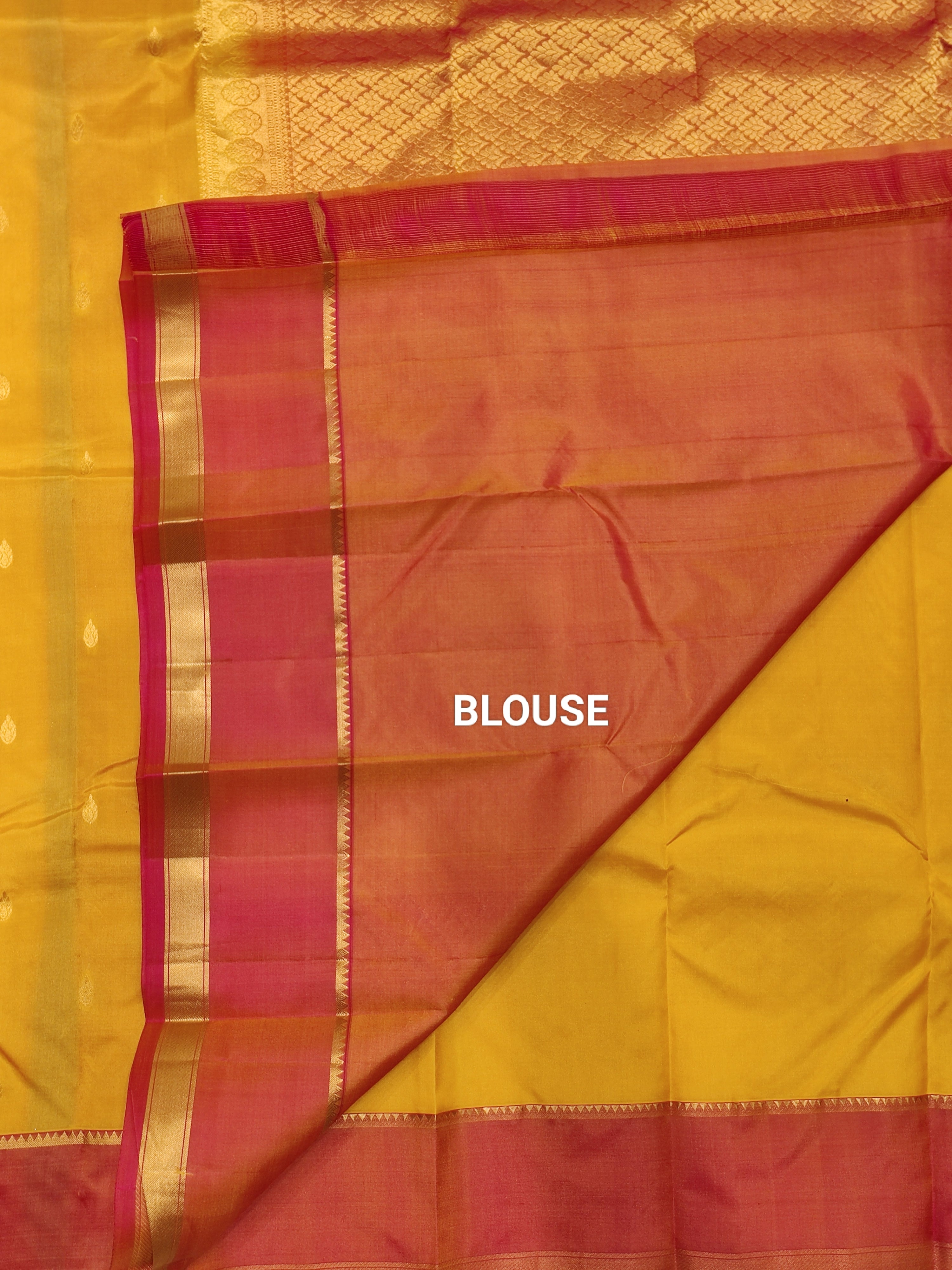 Yellow Kanjivaram Silk Saree with Onion Pink-Brown Border - Graceful New Arrival