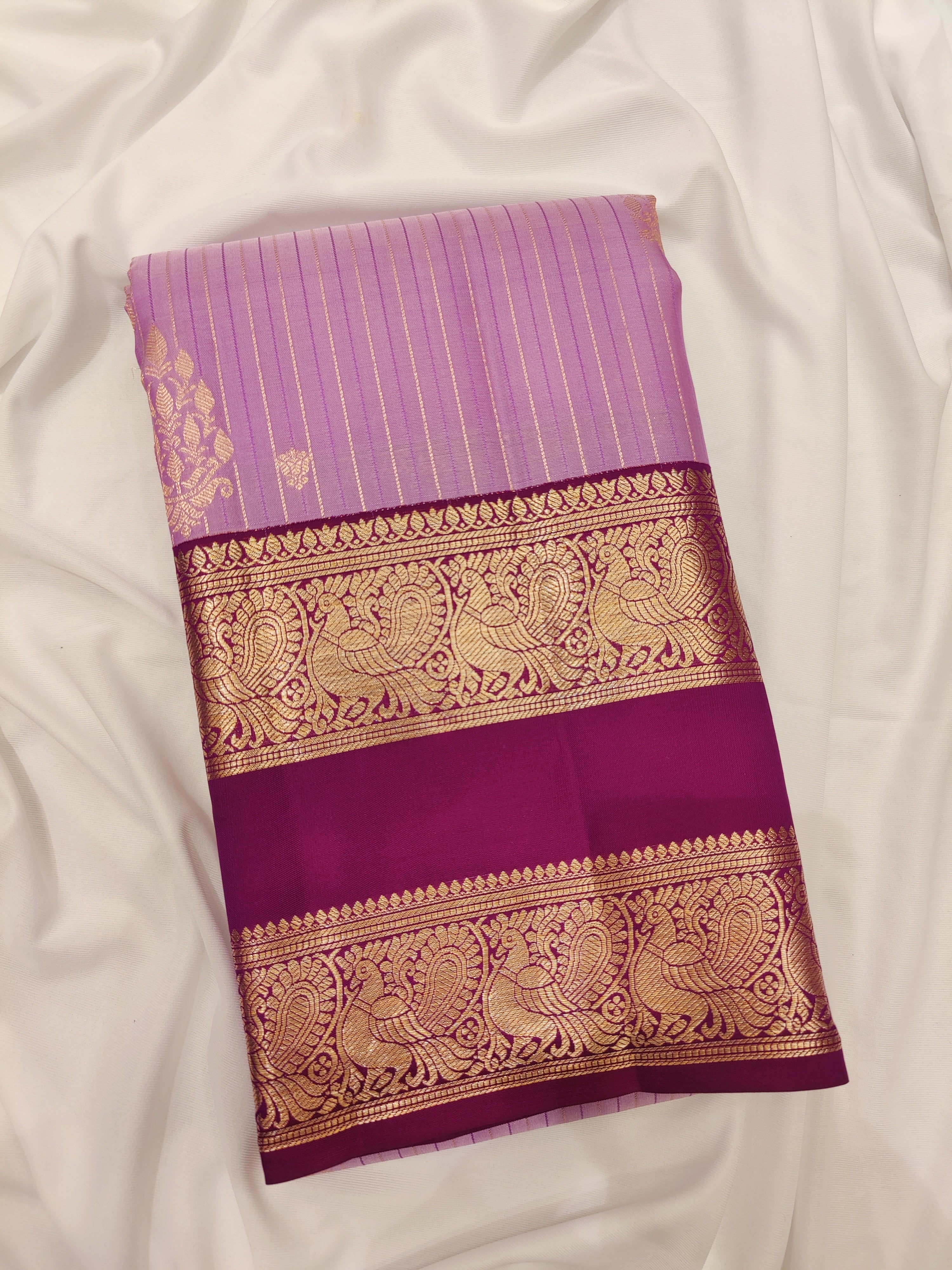 Baby Pink Kanjivaram Silk Saree with Dark Pink Zari Border – Pure Handloom Bridal Saree Online - New Sudarshan Silks`