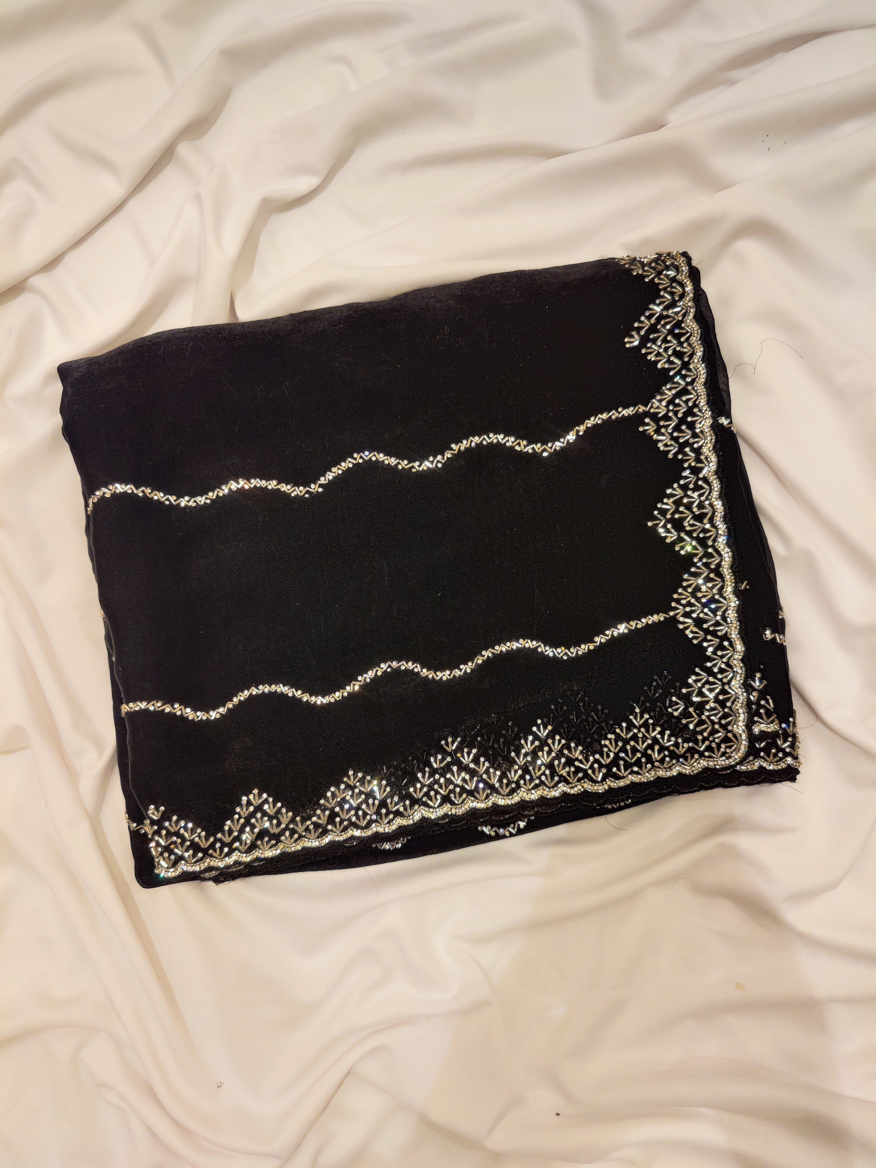 Black Fancy Saree with Sparkling Stone Work – Glamorous Party Wear Saree Online