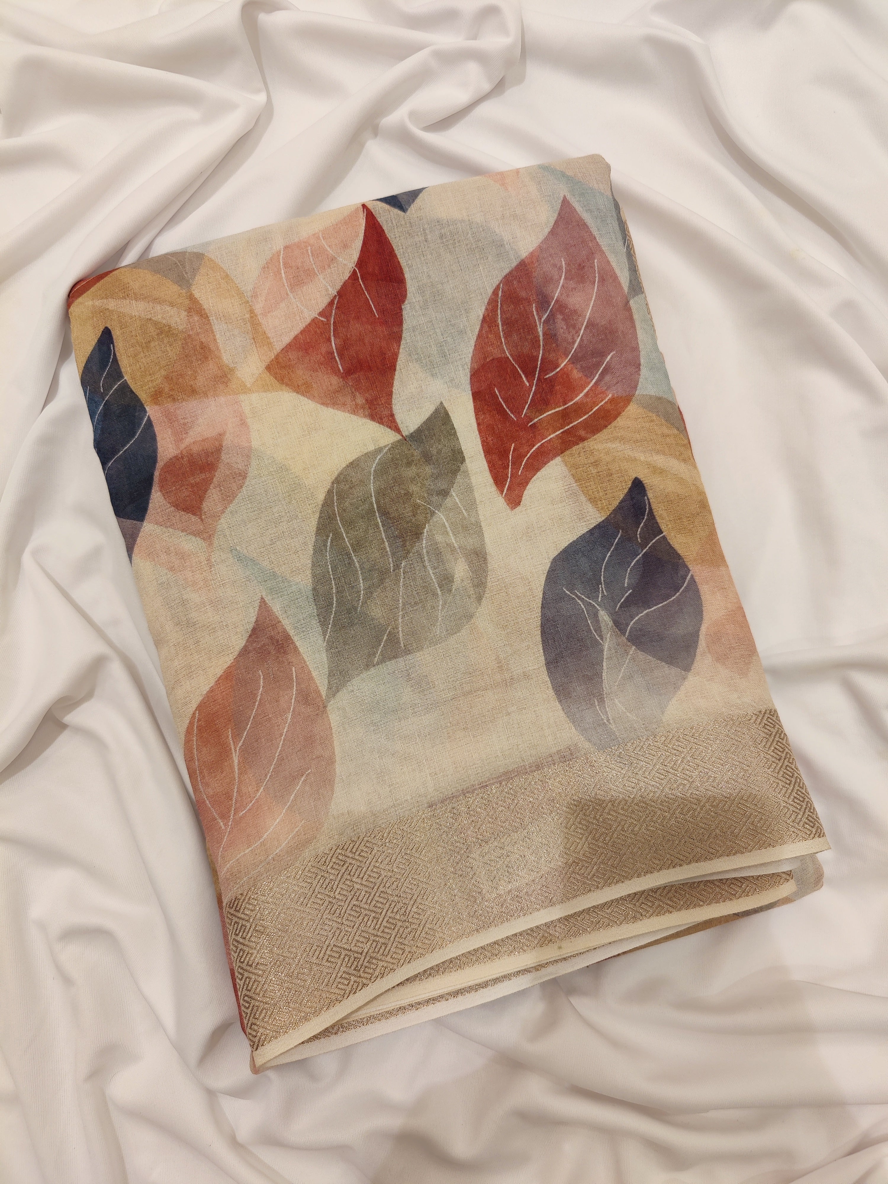 Multicolour Floral Leaf Work Fancy Saree – Vibrant Designer Saree for Festive Looks