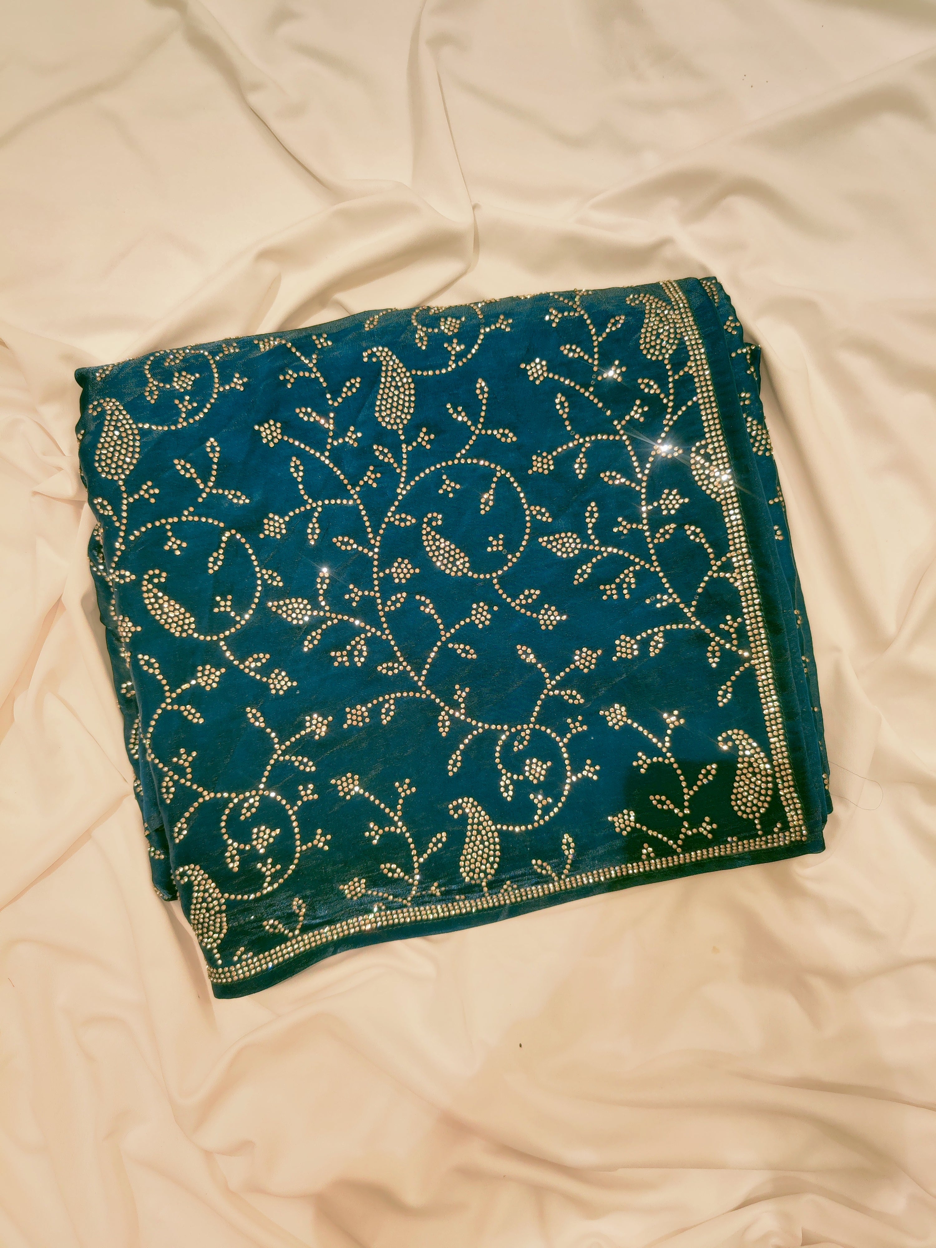 Ramablue Fancy Saree with All-Over Stone Work – Elegant Designer Party Wear Saree