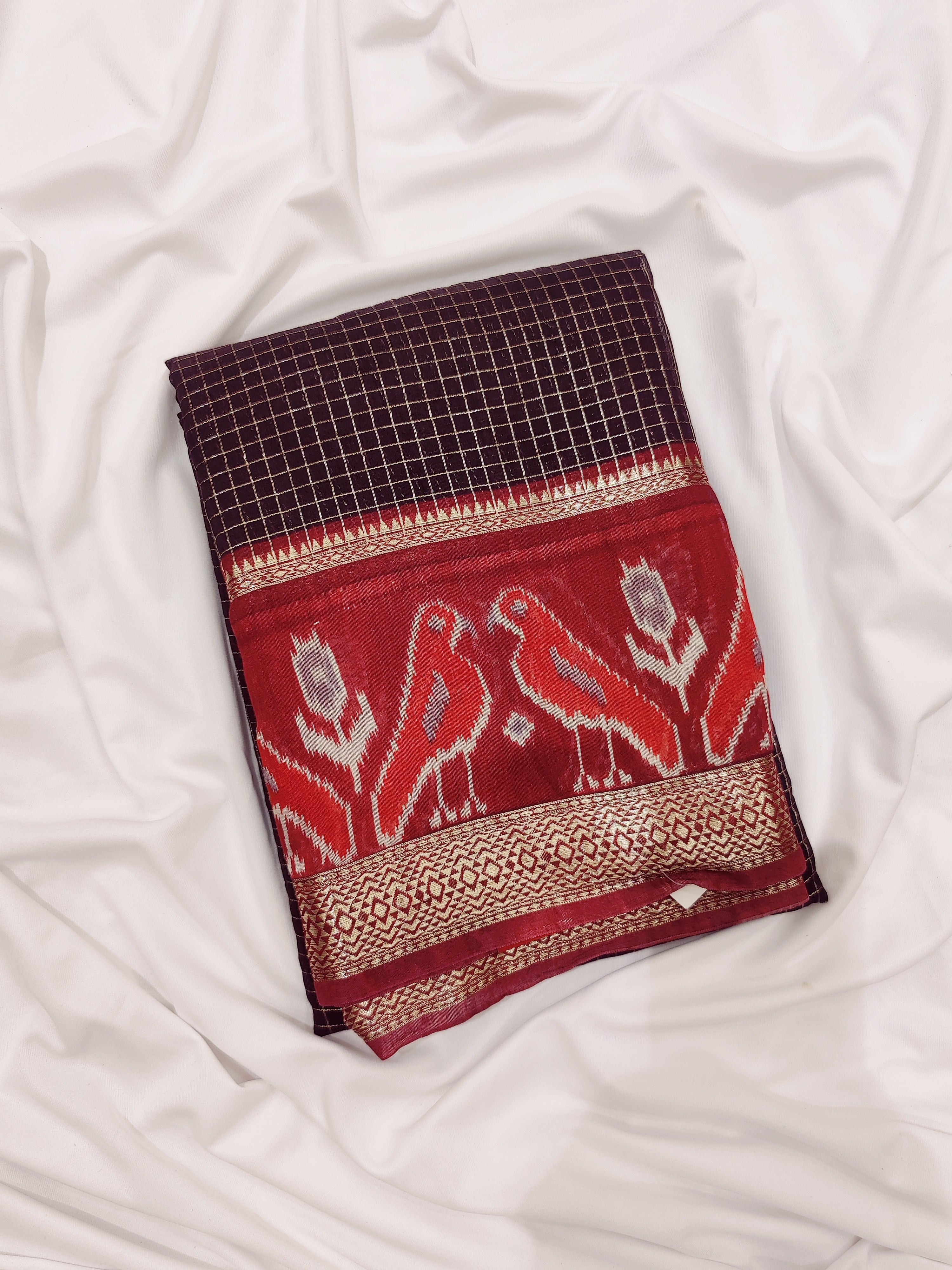 Black Raw Silk Saree with Pochampally Print – A Bold Blend of Heritage and Style