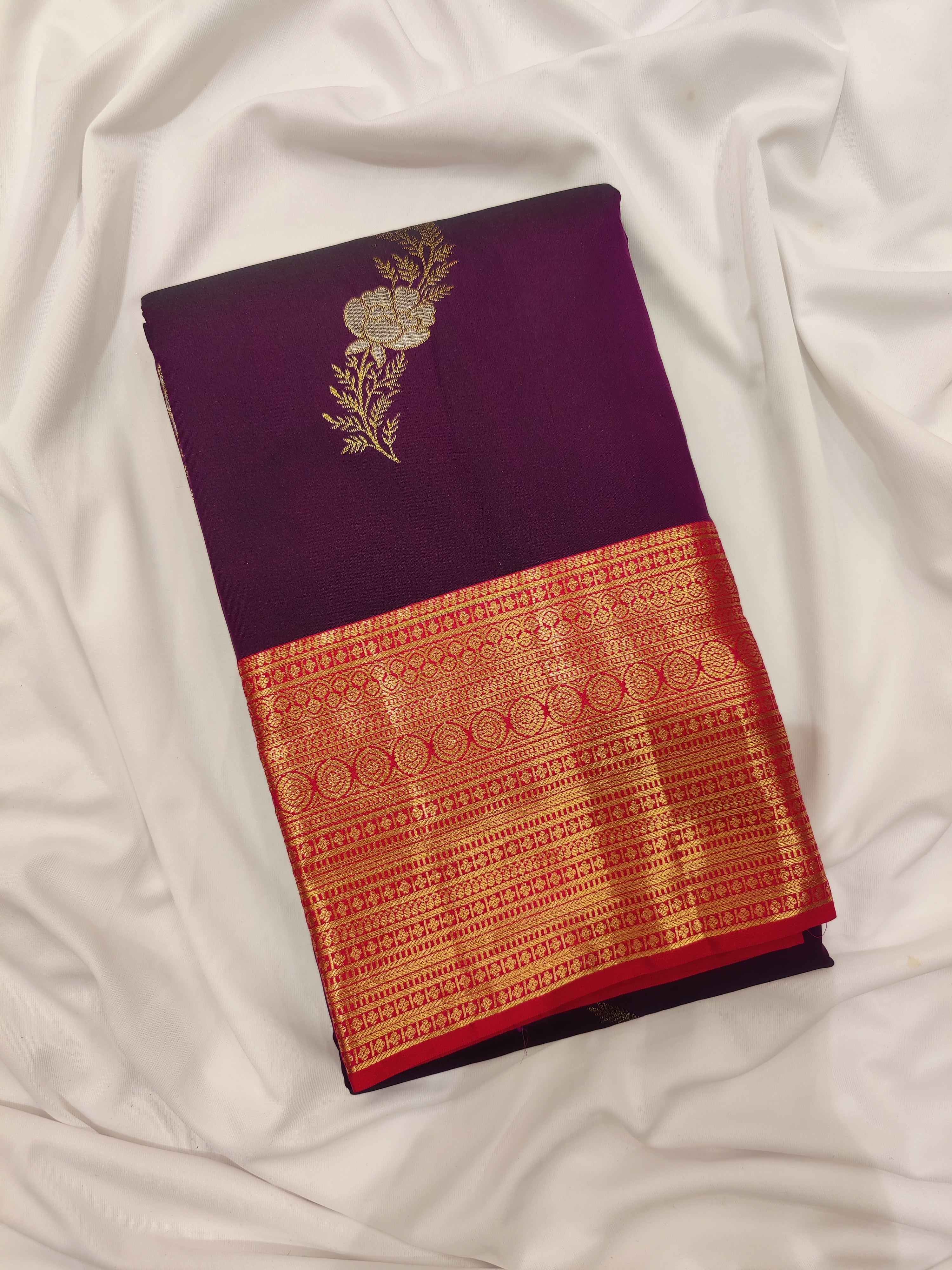 Wine Saree with Red Border – Traditional Elegance for Every Occasion - New Sudarshan Silks`