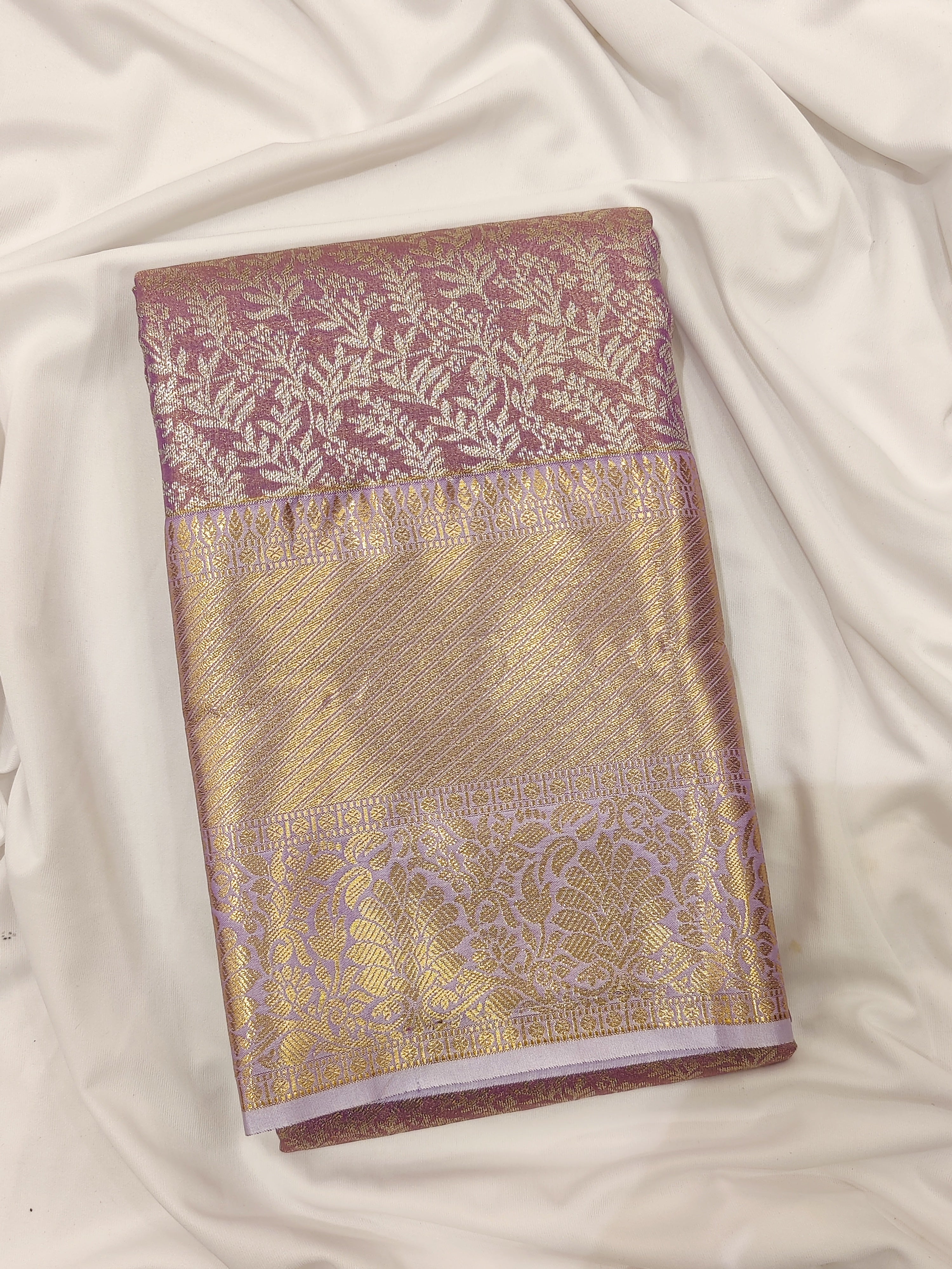 Graceful Lavender Semi Tissue Silk Saree with Exquisite Zari Work