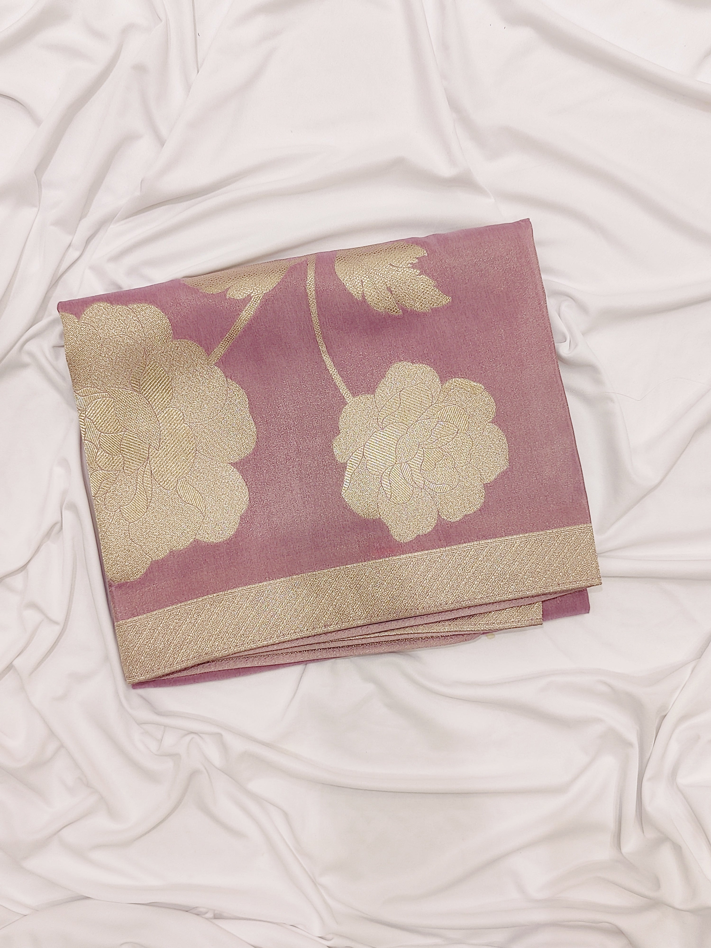 Light Lavender Fancy Silk Saree – Silver Zari Work – Shop Online