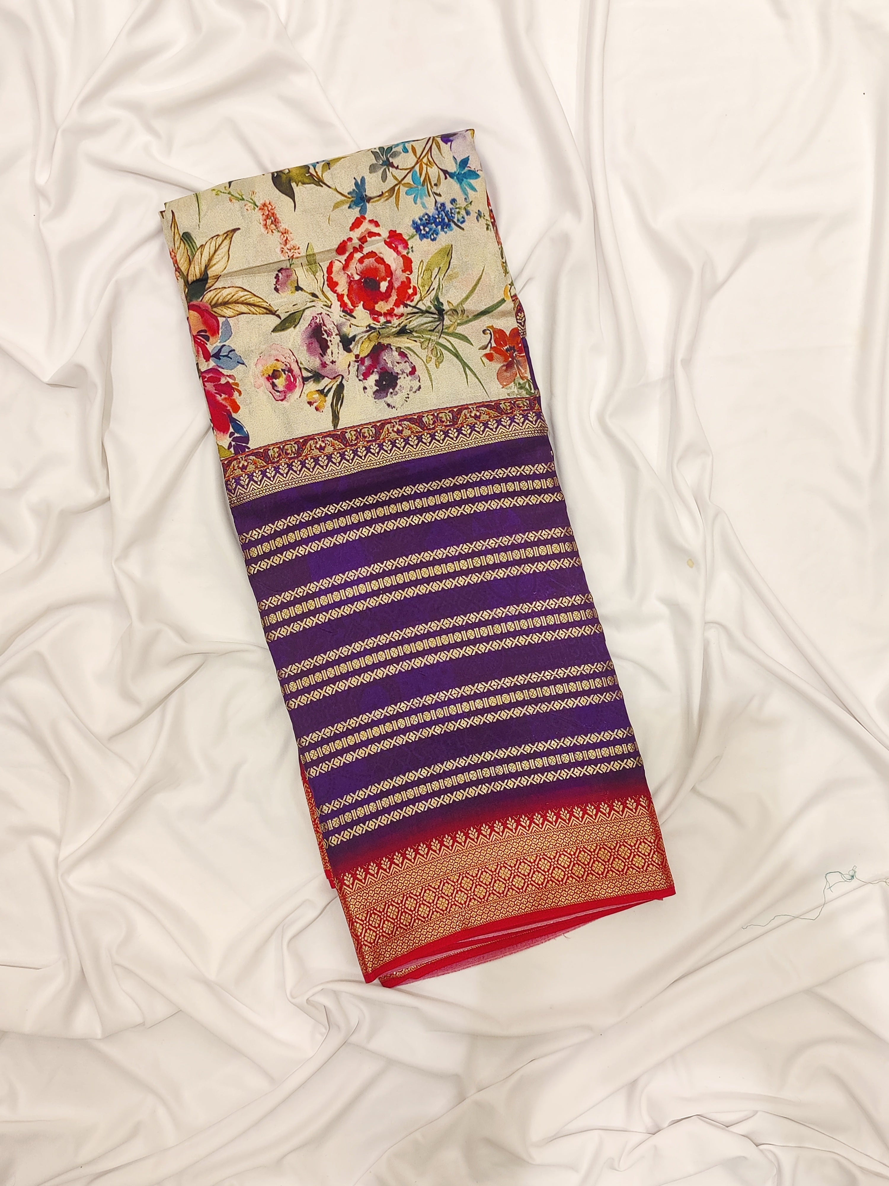 Purple Printed Fancy Saree – Shop Online