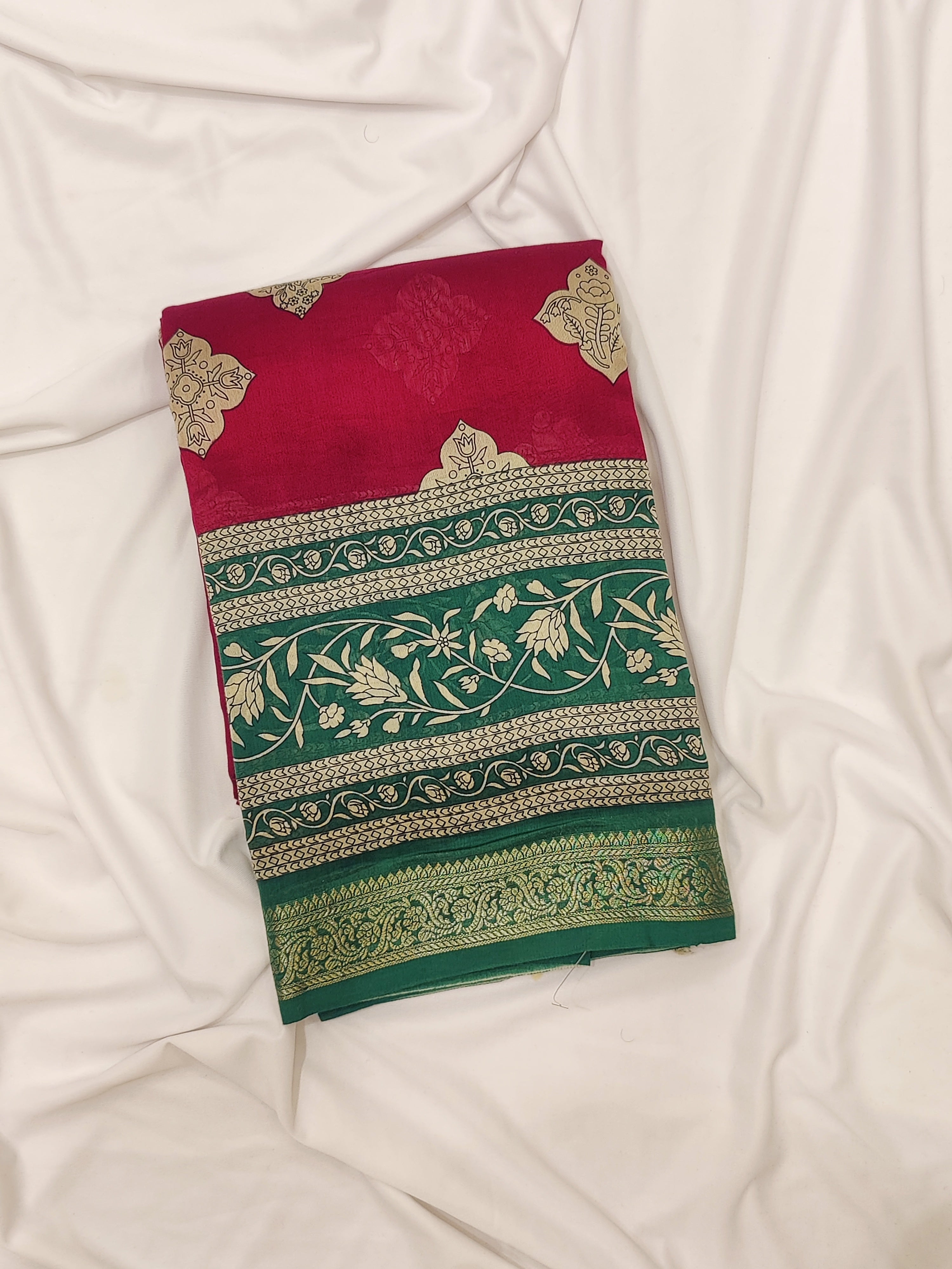 Marron Red with green fancy border - Shop Online