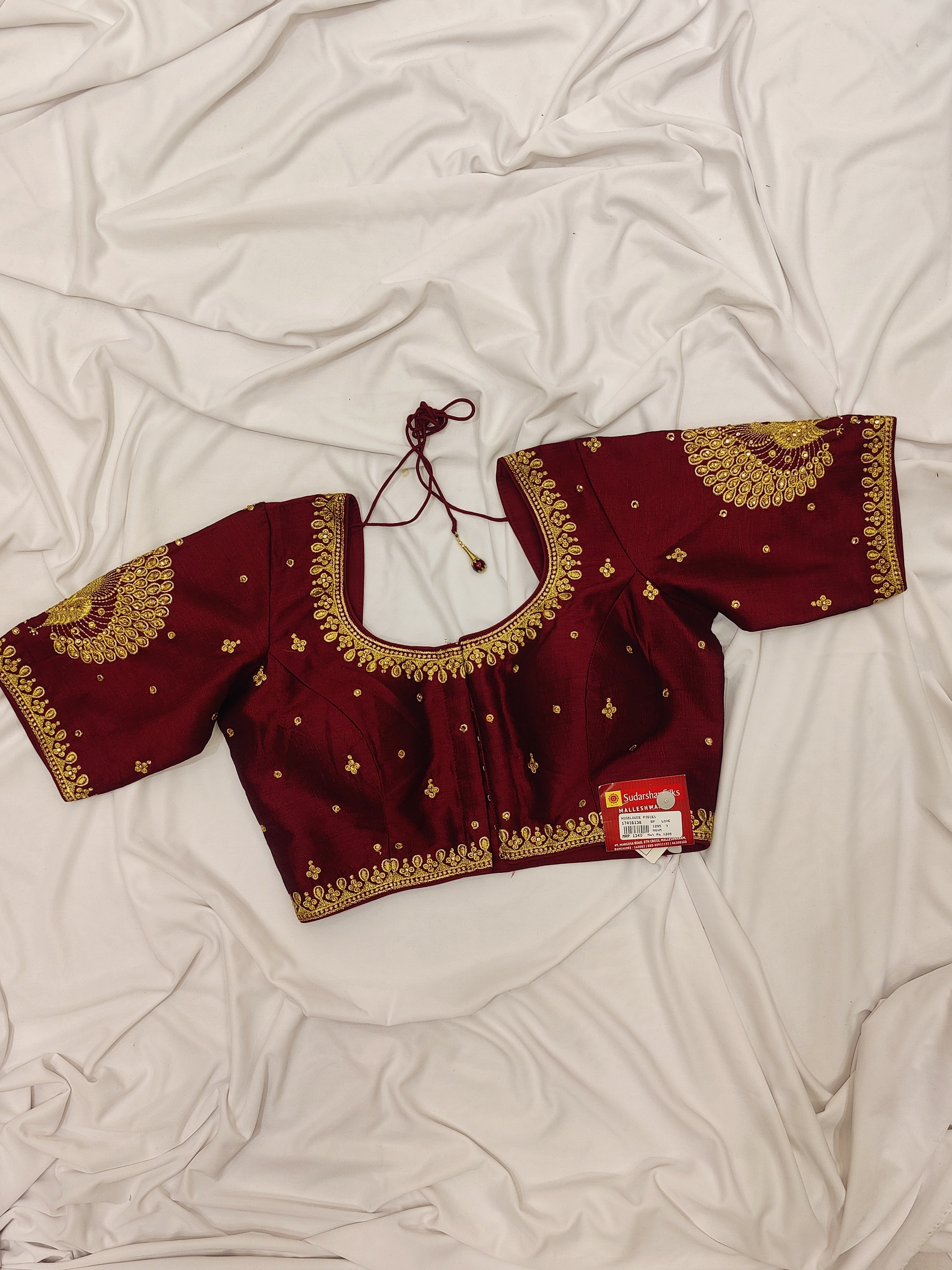 Maroon Full Sleeve Fancy Blouse – Stone Embellished – Shop Online