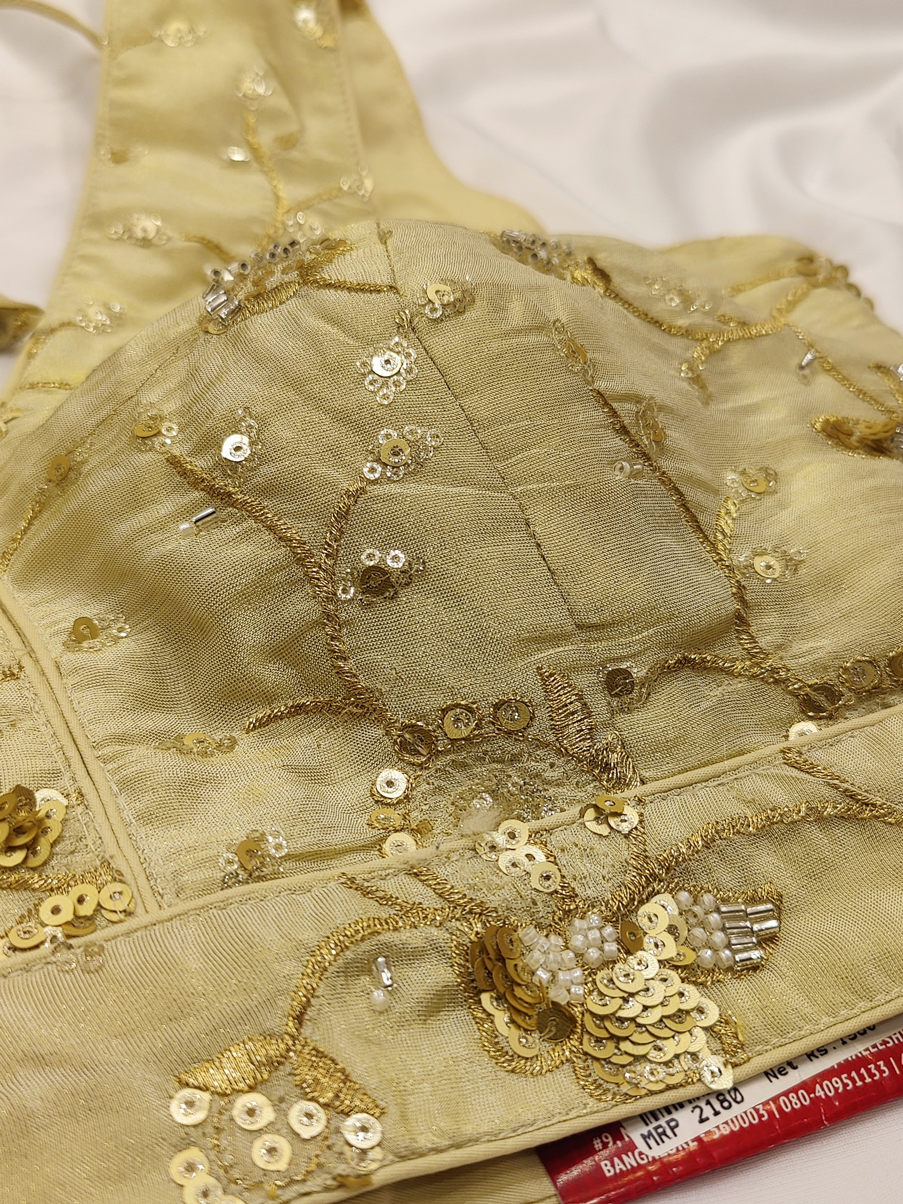 Cream Fancy Sleeveless Blouse – Heavy Stone Work – Shop Online