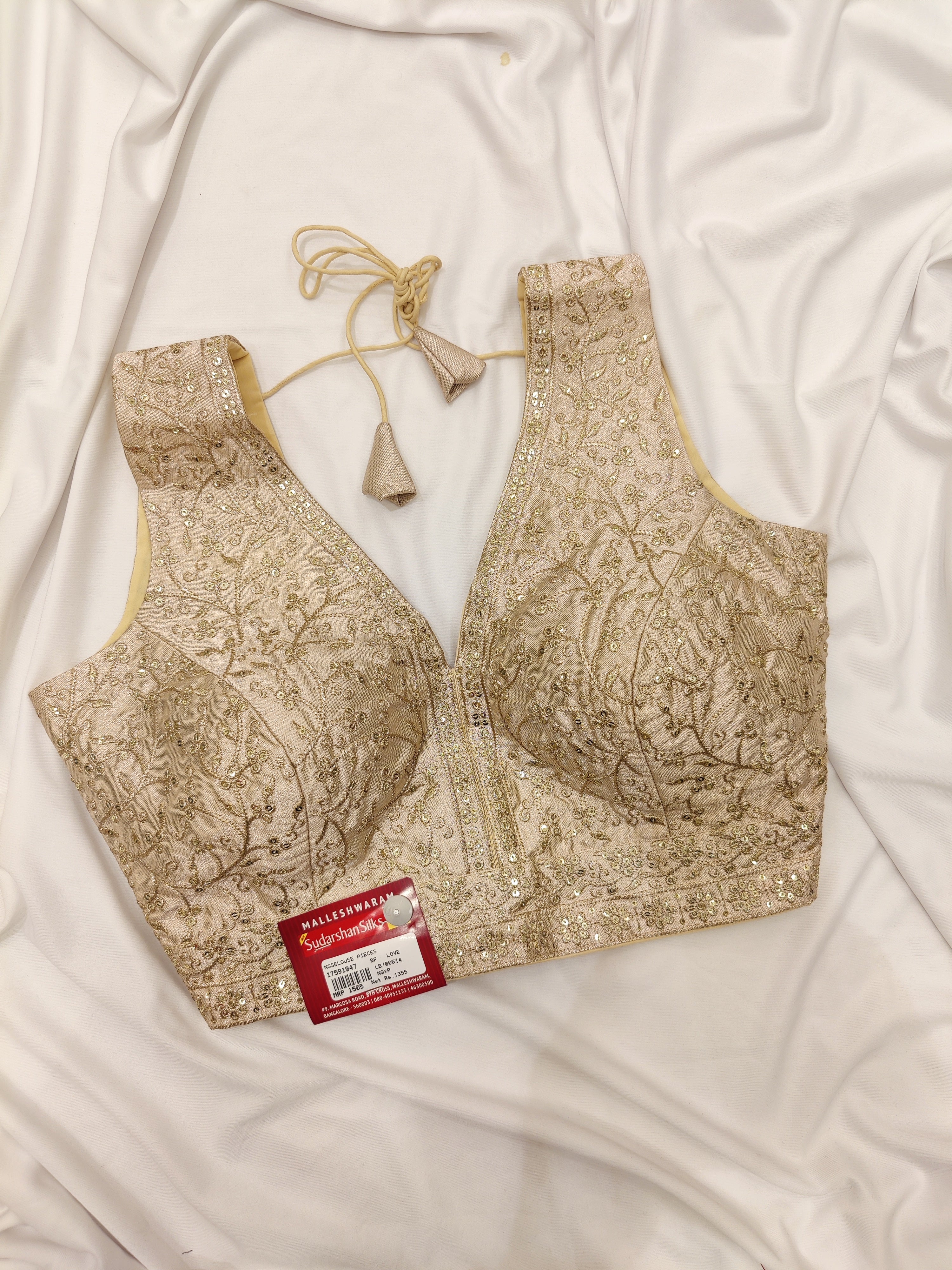 Cream Shade Fancy Sleeveless Blouse – Stone Work – Shop Online