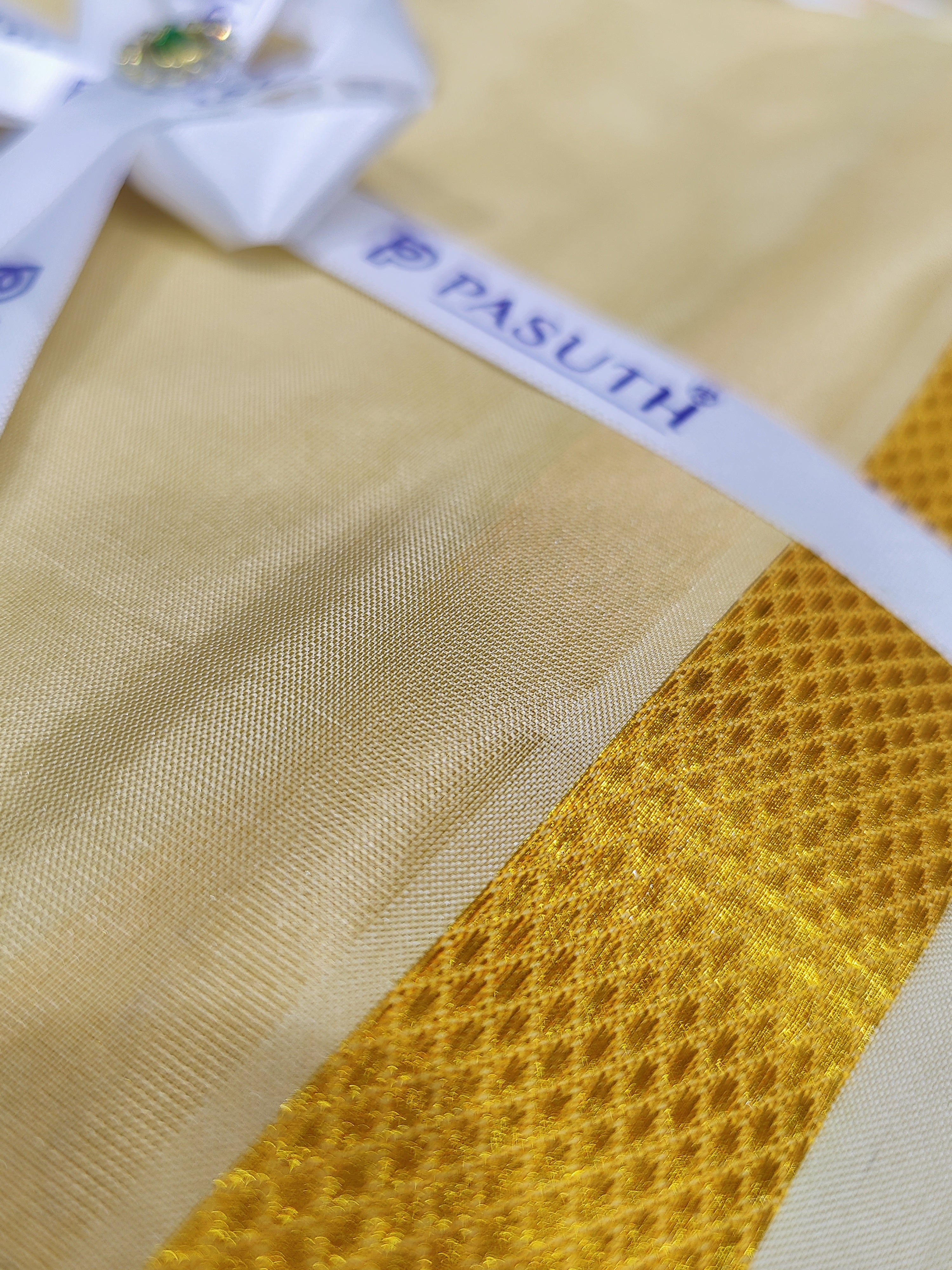 Creamish Gold Dhoti Set with Dhoti, Shirt, Belt & Perfume – Wedding Collection