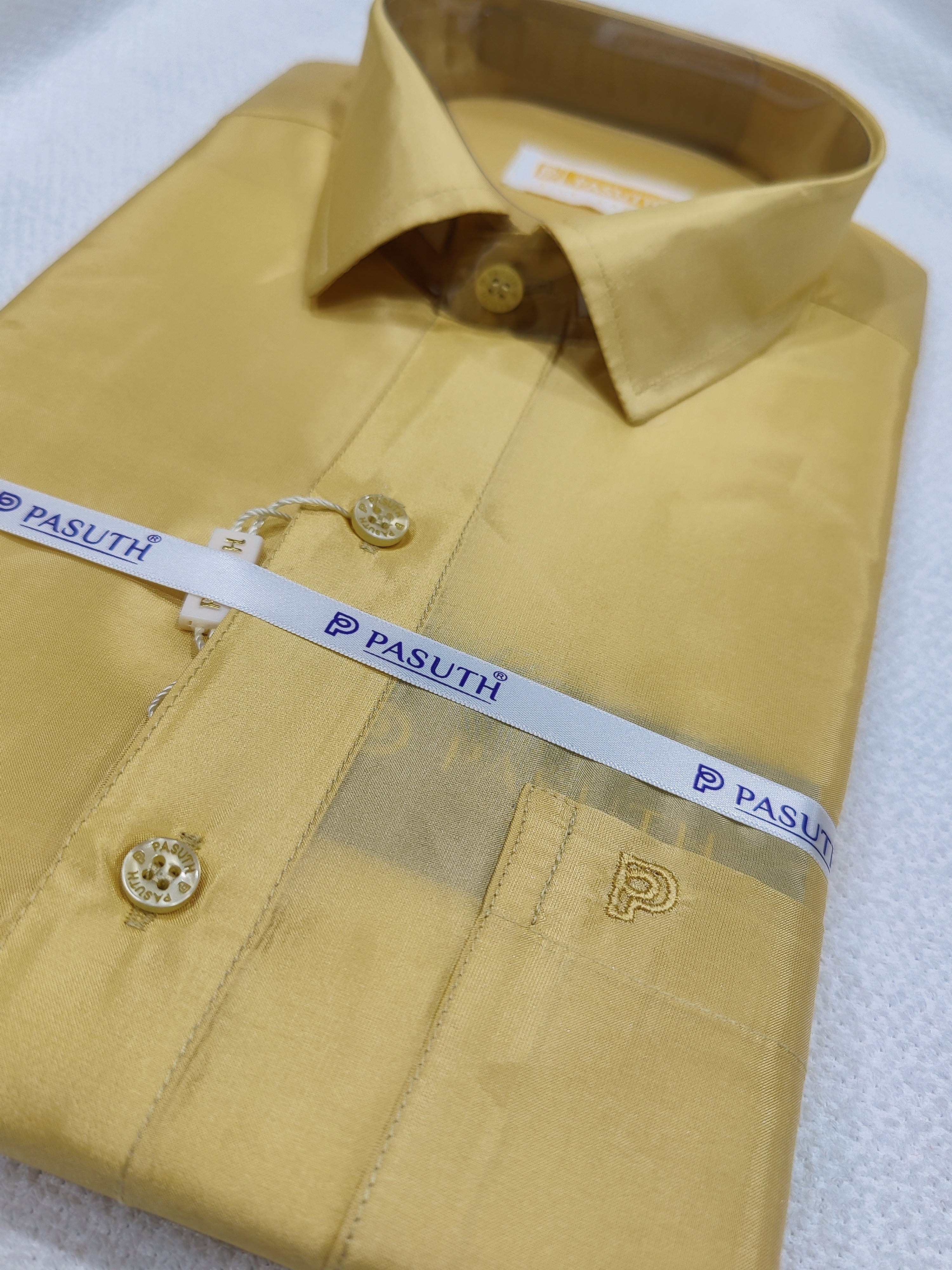 Creamish Gold Dhoti Set with Dhoti, Shirt, Belt & Perfume – Wedding Collection