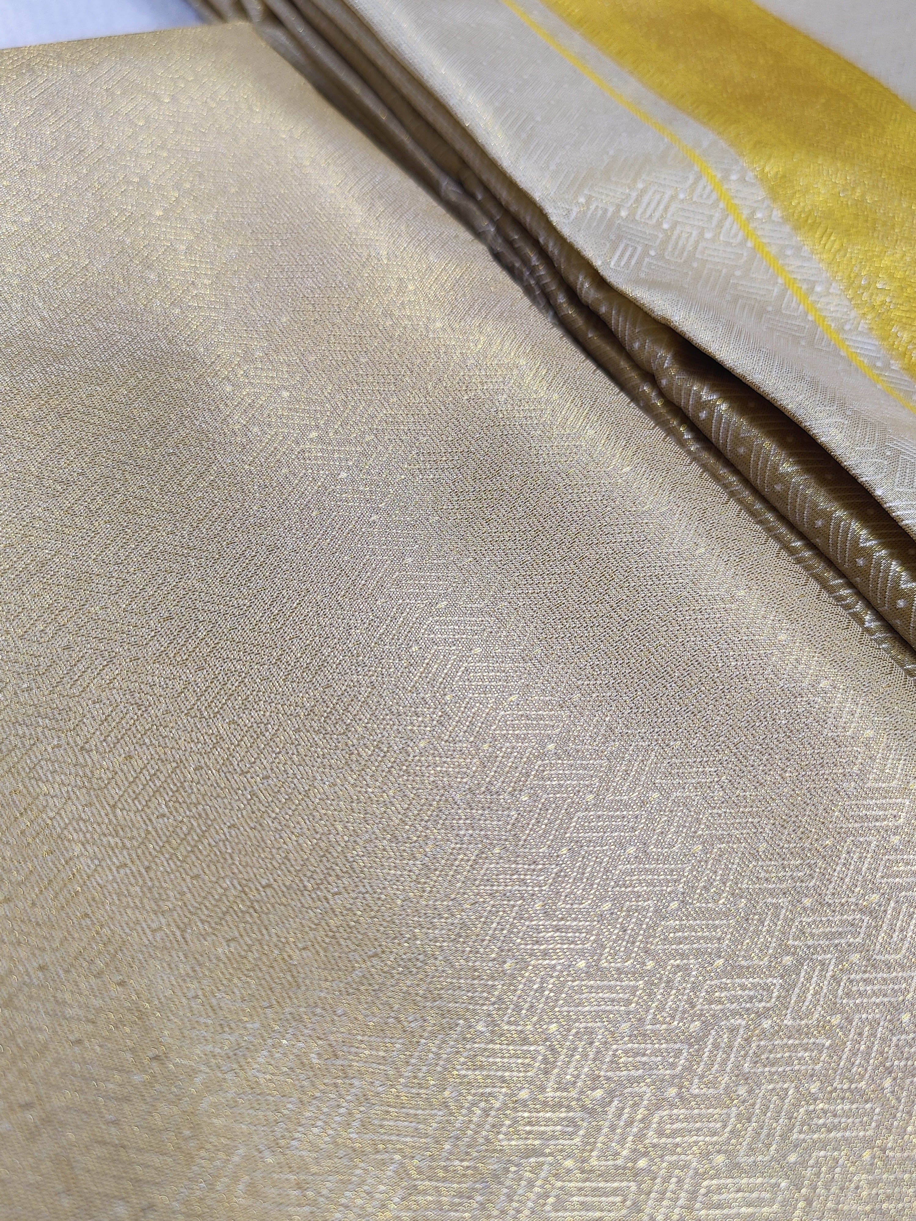 Pure Gold Kanjivaram Silk Dhoti & Shirt Piece -Gold Zari Border - Shop Online - Wedding