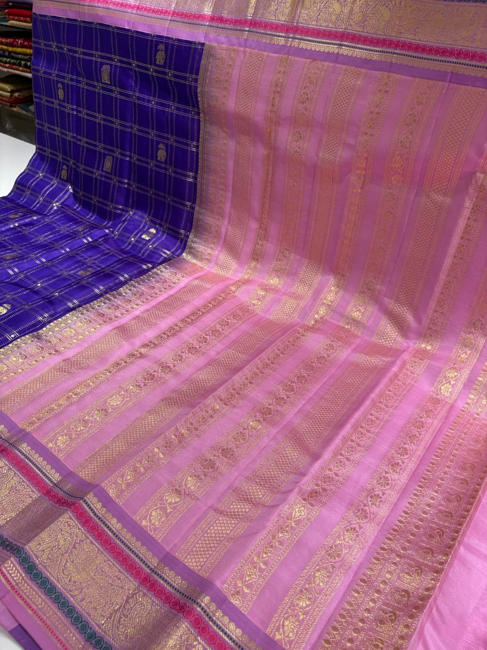 Purple Colour Saree with Lavender Traditional Border
