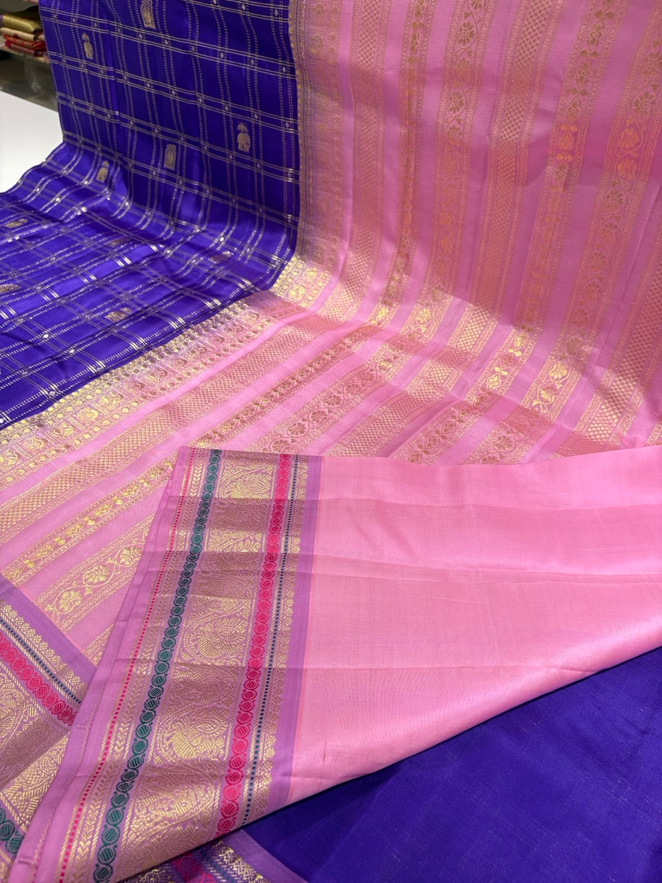 Purple Colour Saree with Lavender Traditional Border