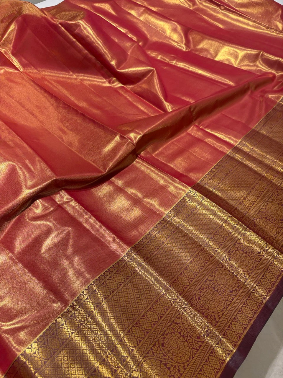 Aqua Blue Colour Semi Tissue Silk Saree with Maroon Border
