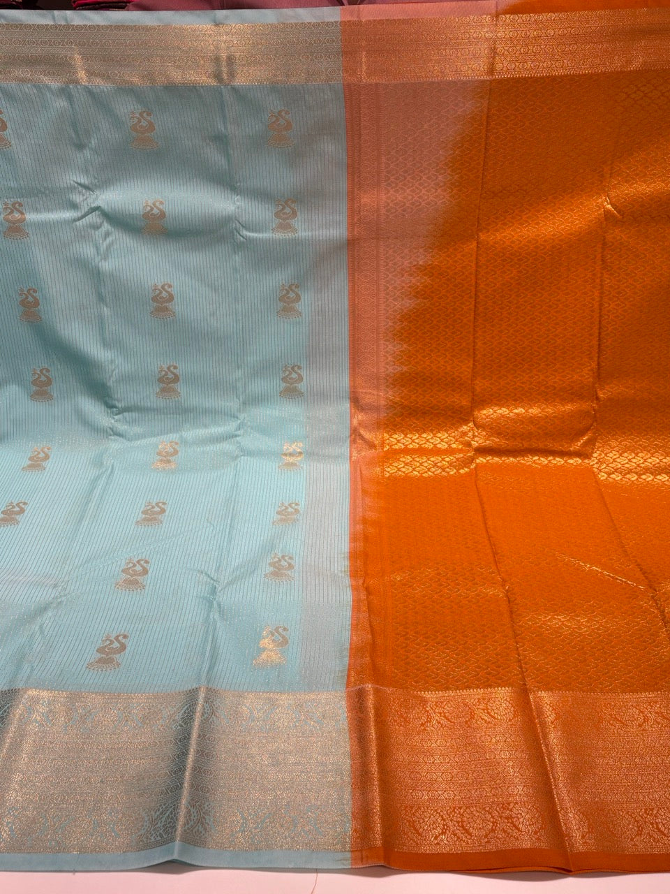 Baby Blue Colour Semi Kanchipuram Silk Saree