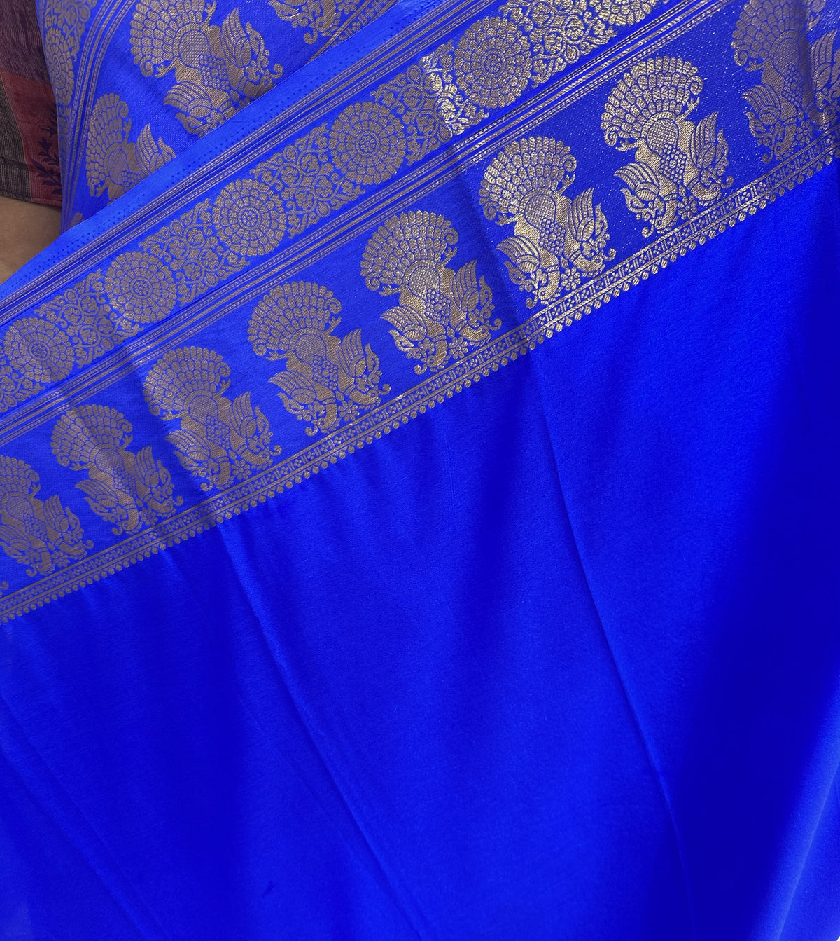 Royal Blue colour Semi Crepe Silk Saree