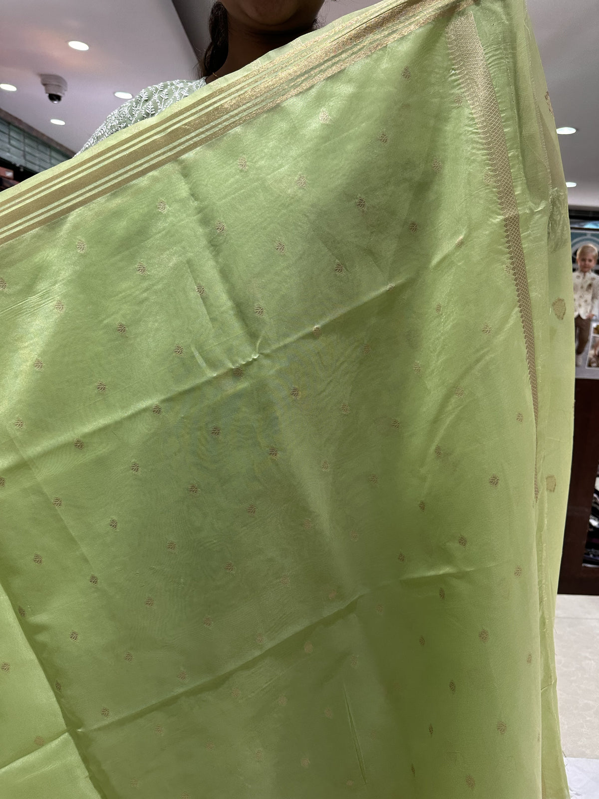 Light Pista Green Colour Semi Paithani Silk Saree