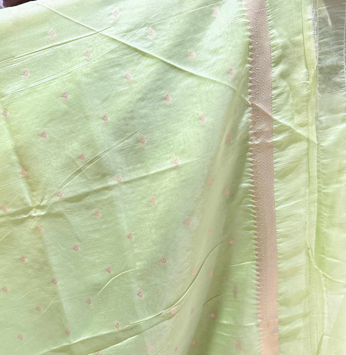 Light Pista Green Colour Semi Paithani Silk Saree