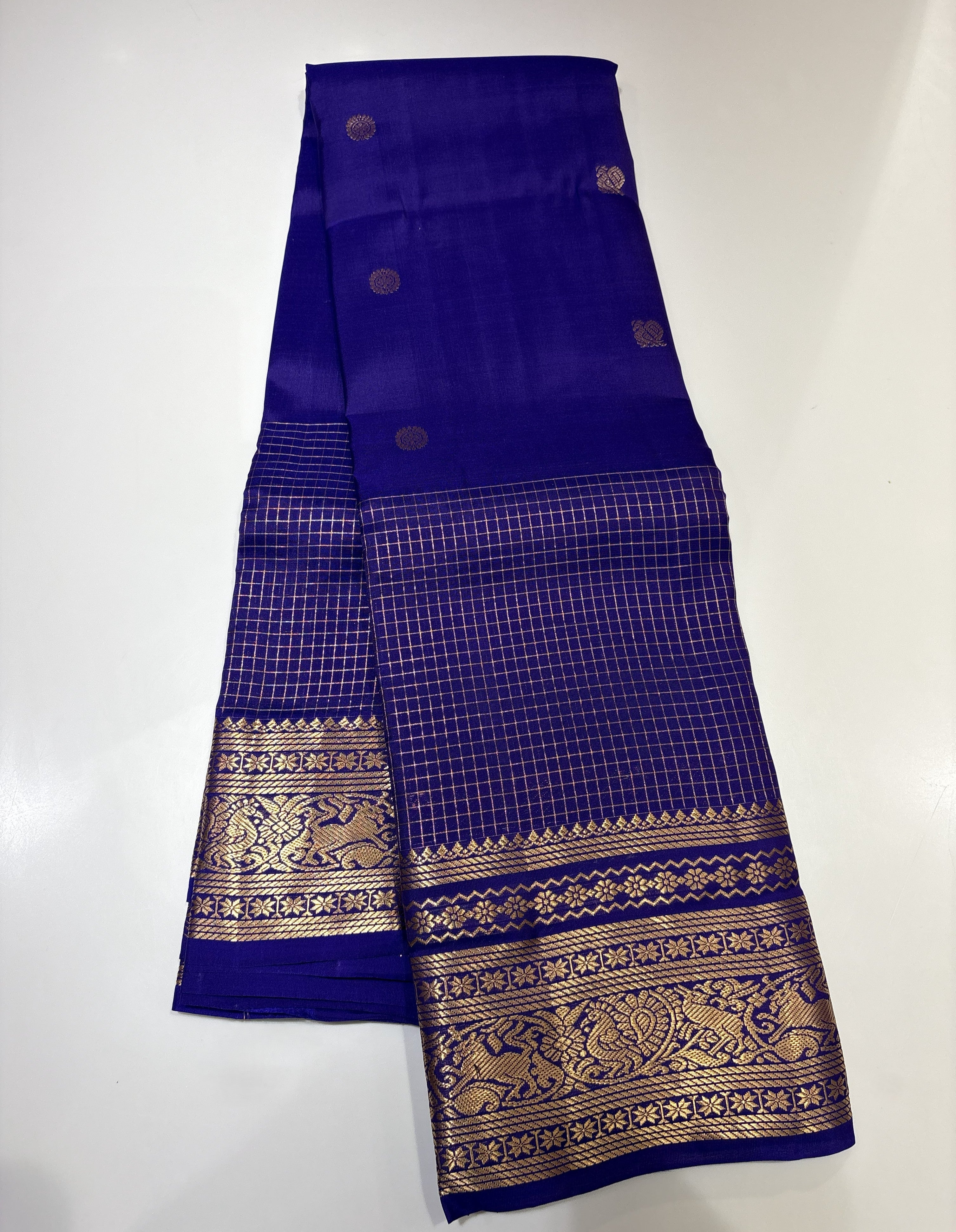 Premium Blue(self) Semi-Kanjivaram Saree